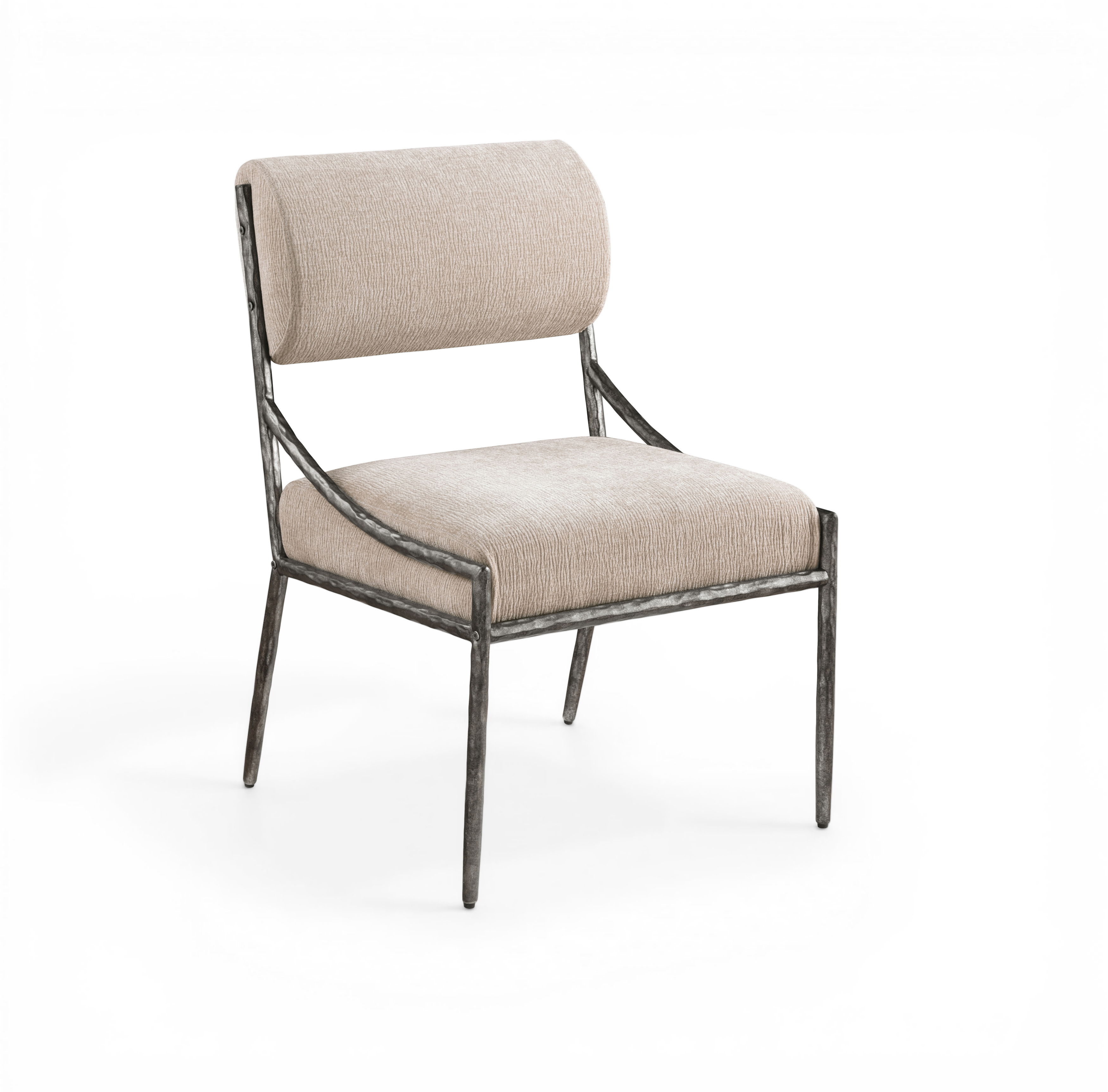 Bastille - Upholstered Dining Side Chair (Set of 2) - Beige / Silver