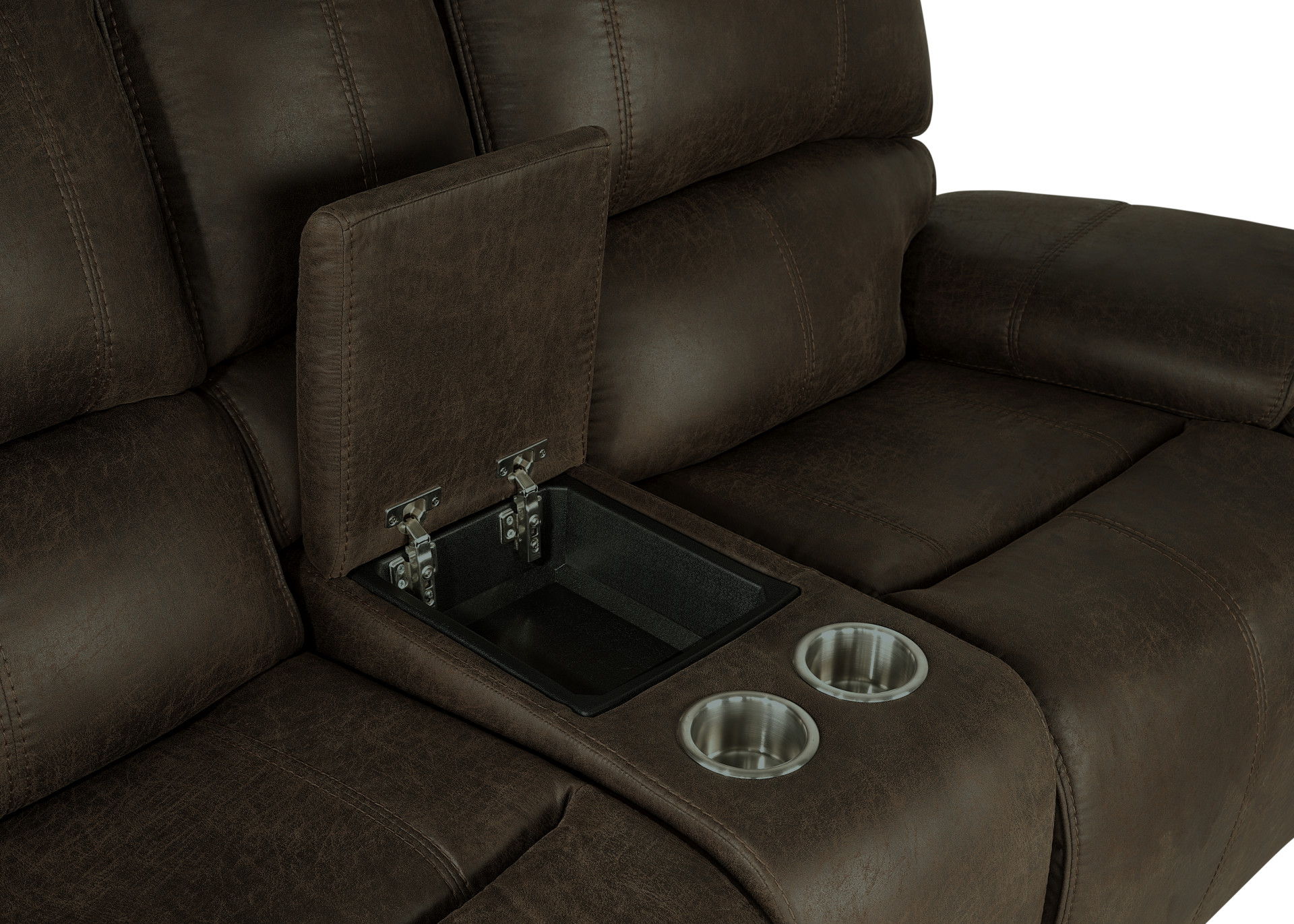 Brookings - Console Loveseat With Dual Recliners - Brown, dark brown, view 7