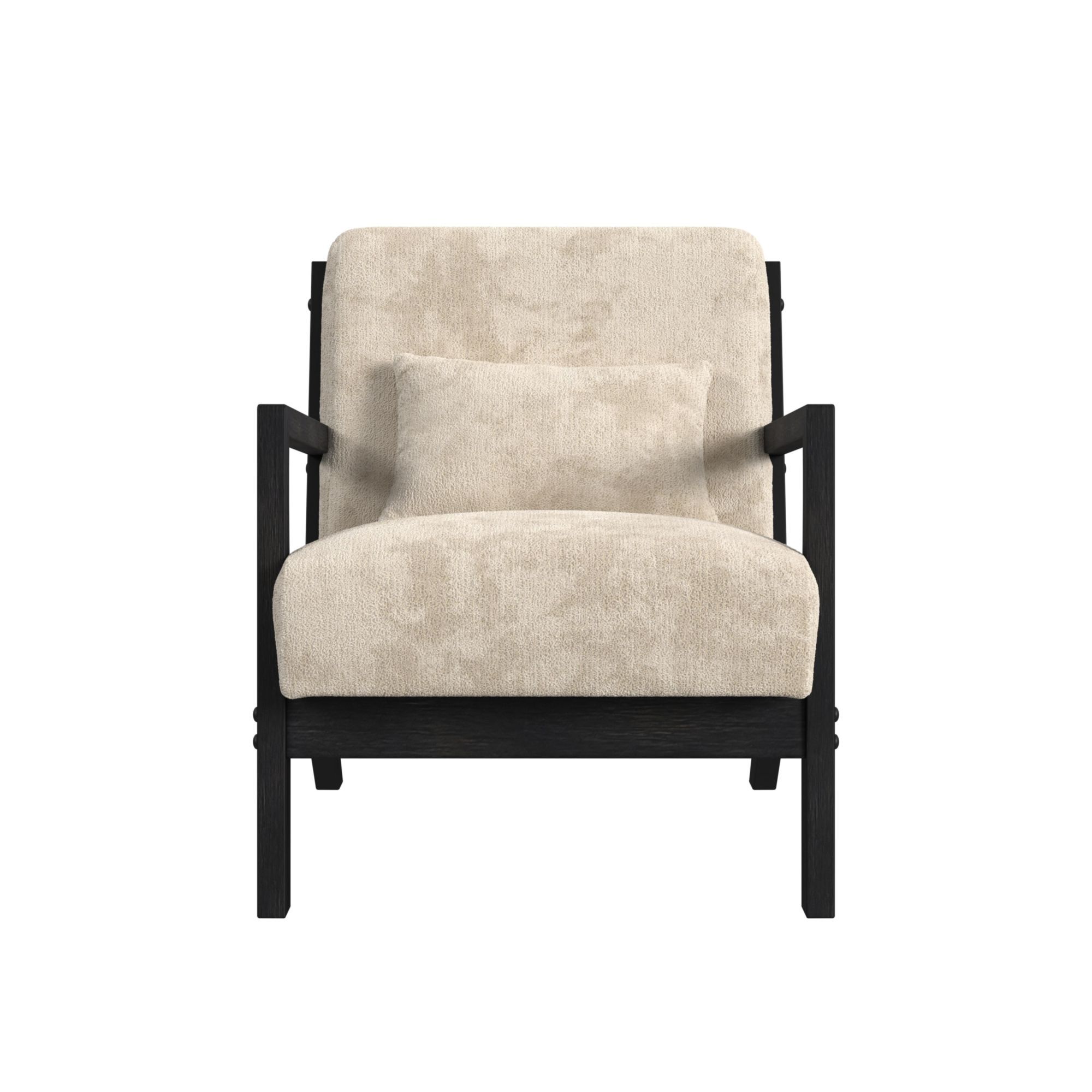 Marina - Chair With Kidney Pillow - Brushed Espresso / Beige