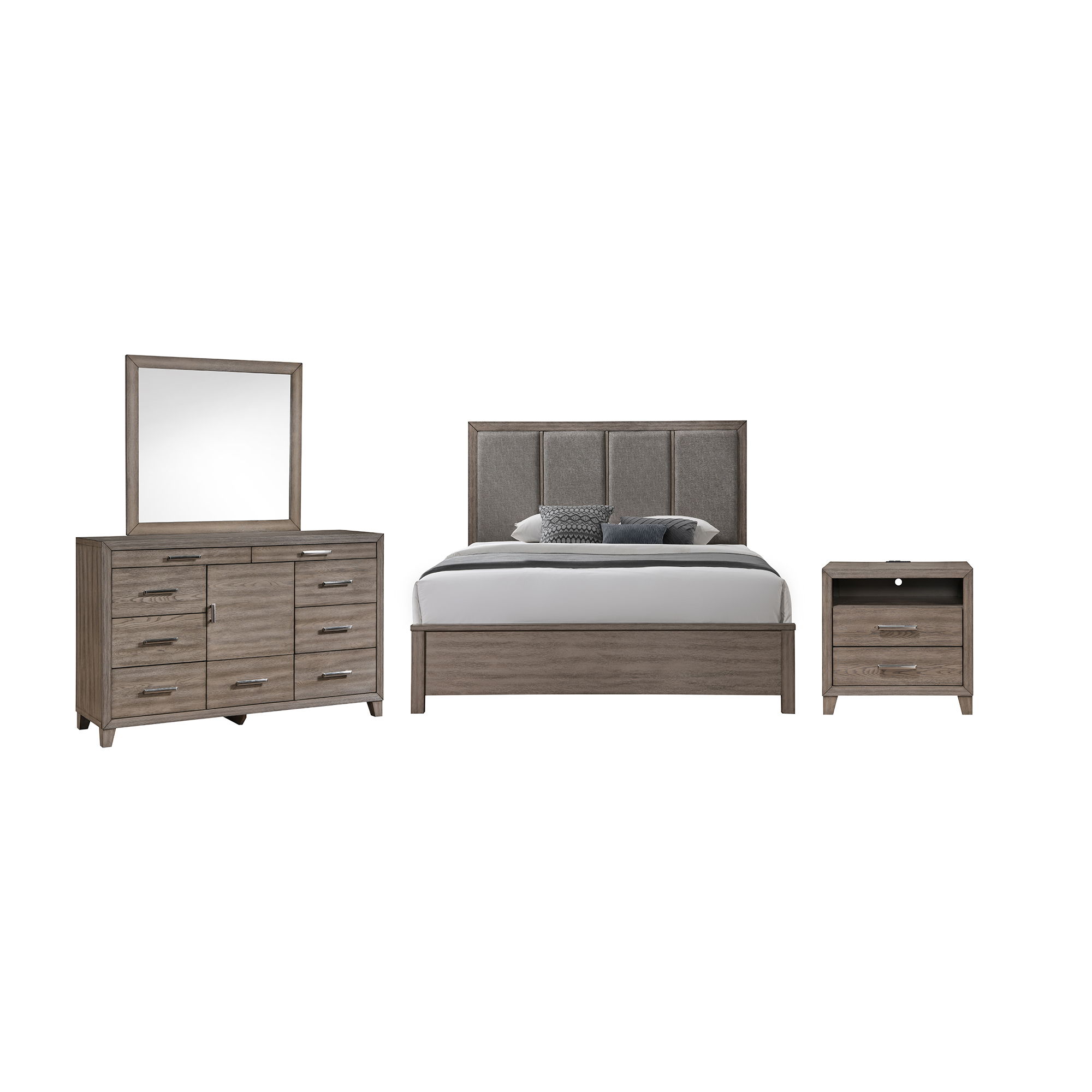 Eastern King · 4 Pc · Bed, Dresser, Mirror, Nightstand