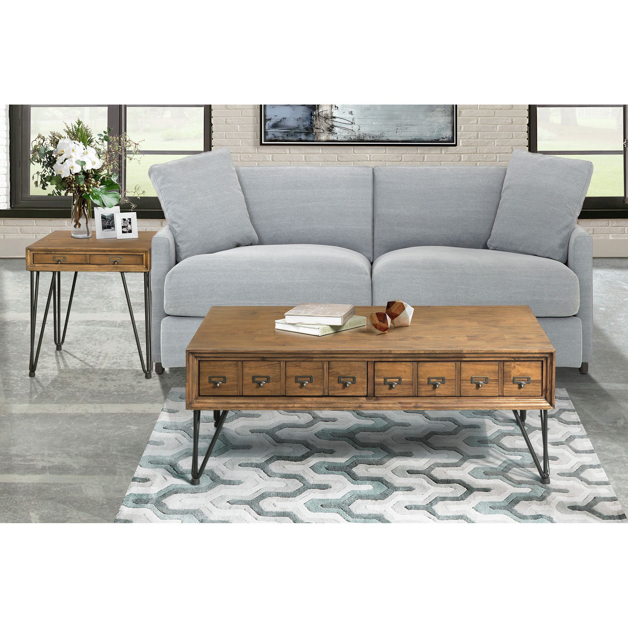 Boone - 2 Piece Occasional Table Set (Coffee Table And End Table) - Light Walnut