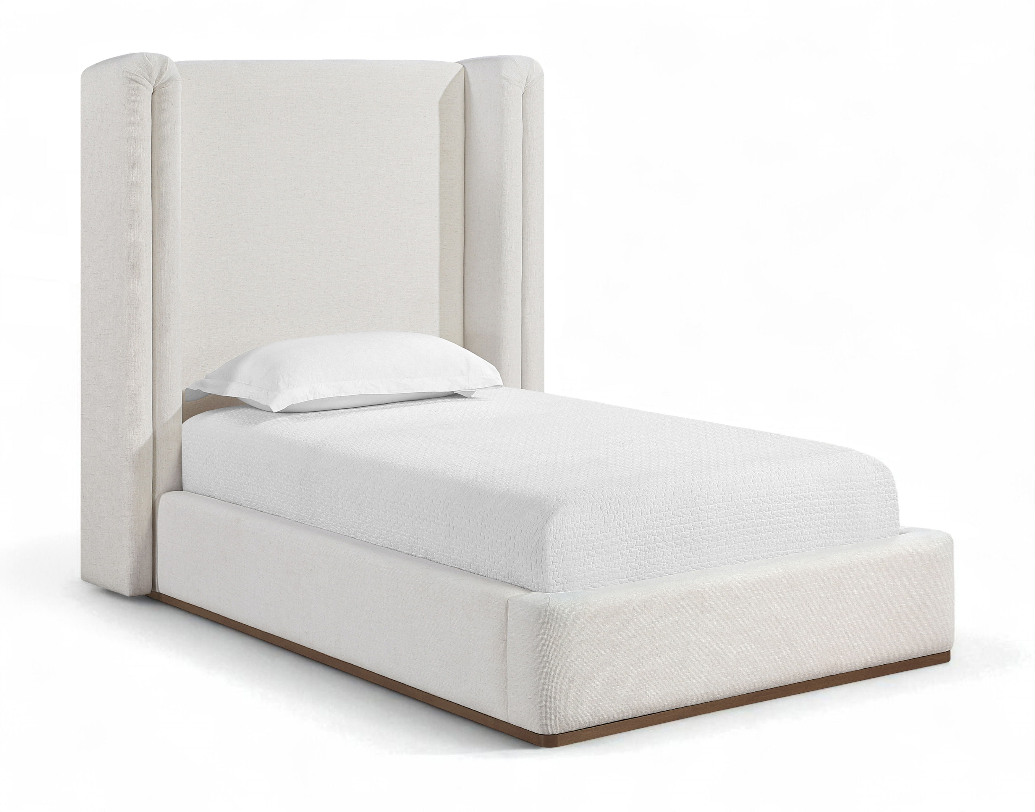 Solange - Linen Textured Fabric Upholstered Twin Bed - Cream