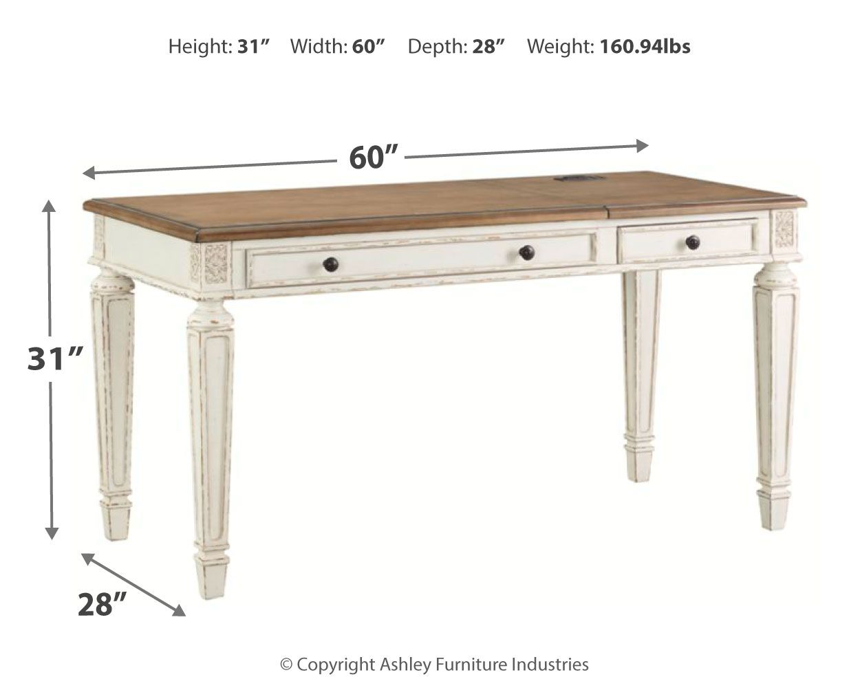 Ashley Furniture Realyn - Home Office Lift Top Desk - White / Brown - Image 4