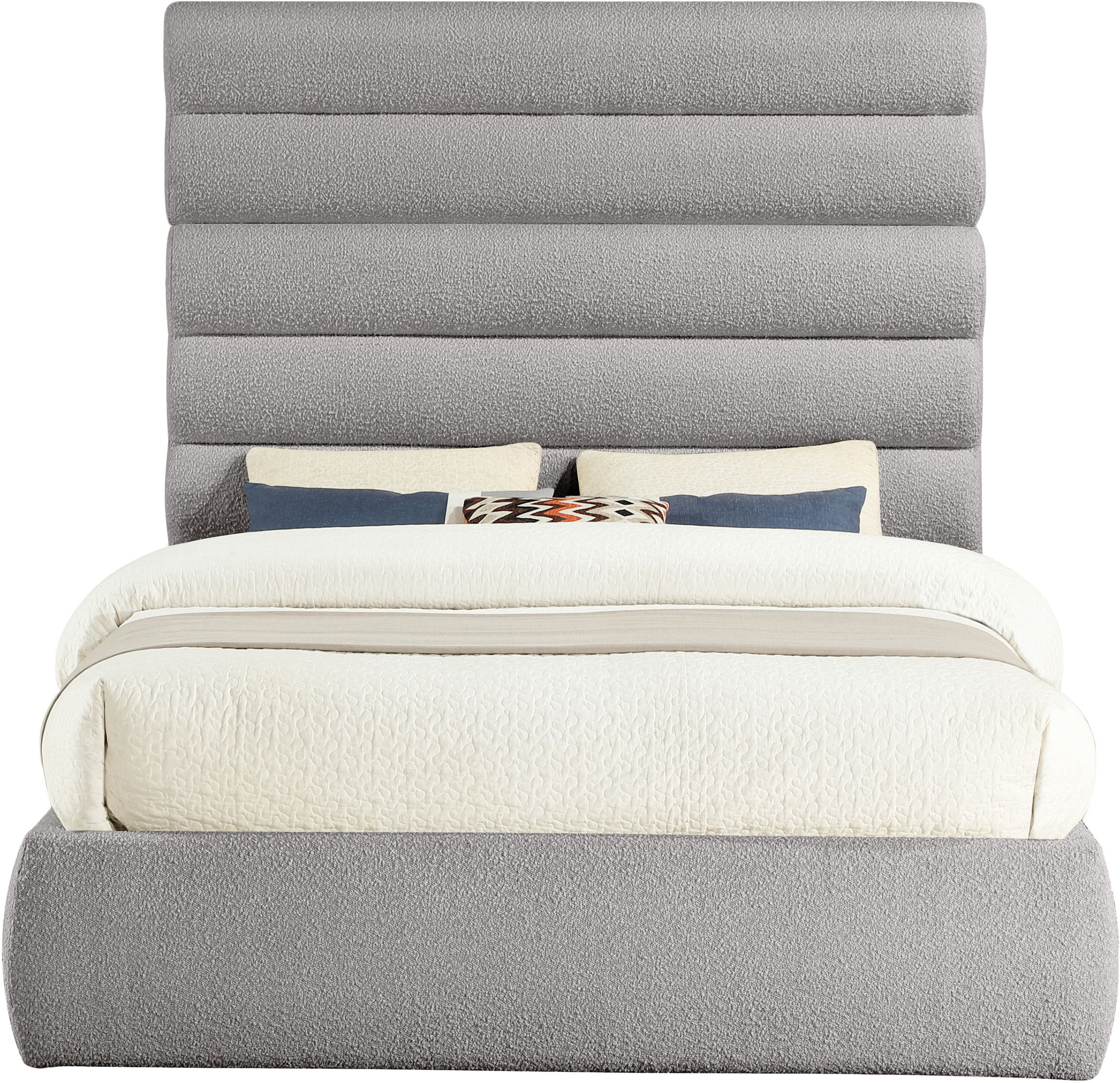 Adam - Boucle Fabric Queen Bed With 70.5" Headboard - Taupe