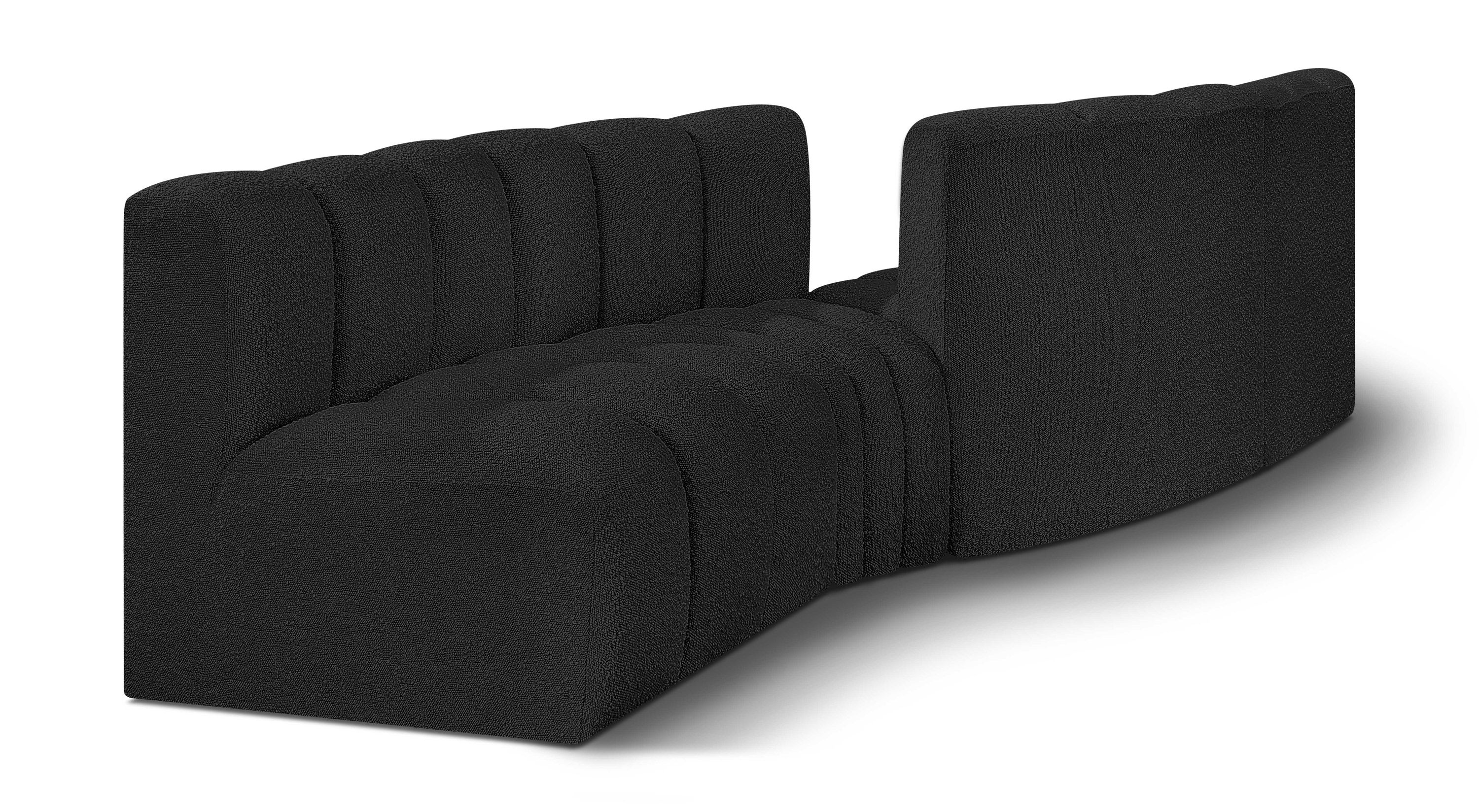 Arc - Boucle Fabric 4 Piece Sofa - Black