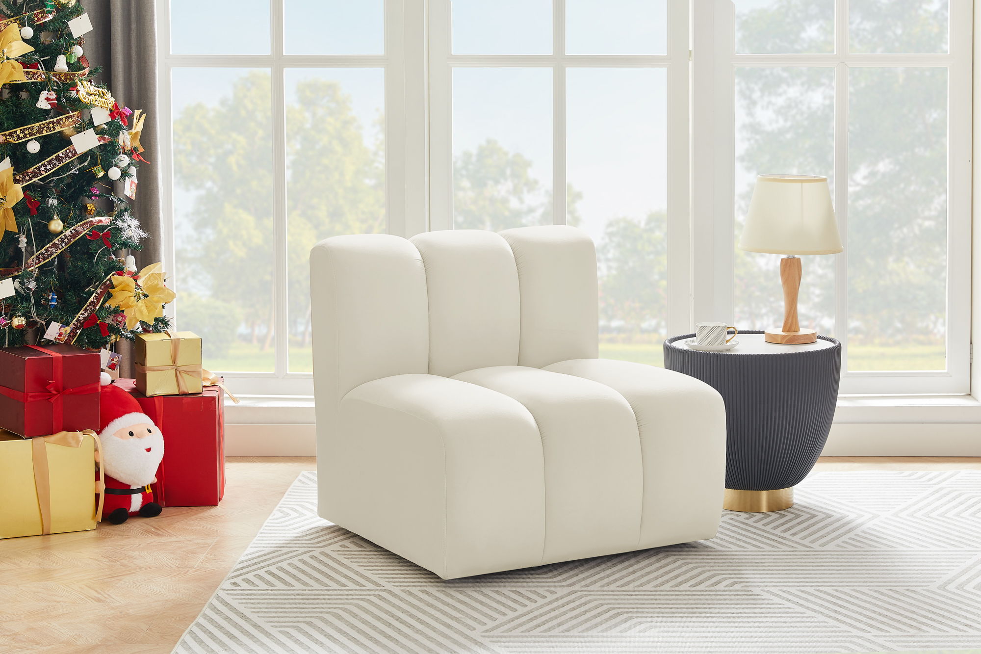 Arc - Velvet Straight Chair - Cream