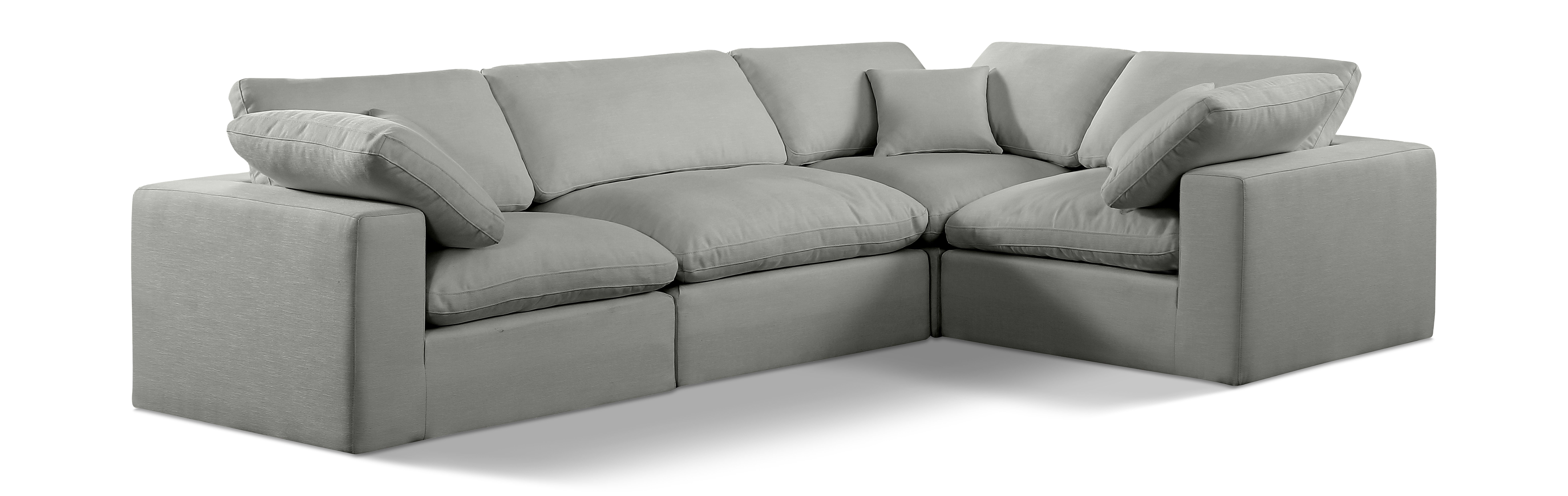 Comfy - 4 Piece Linen Fabric Modular Sectional - Gray