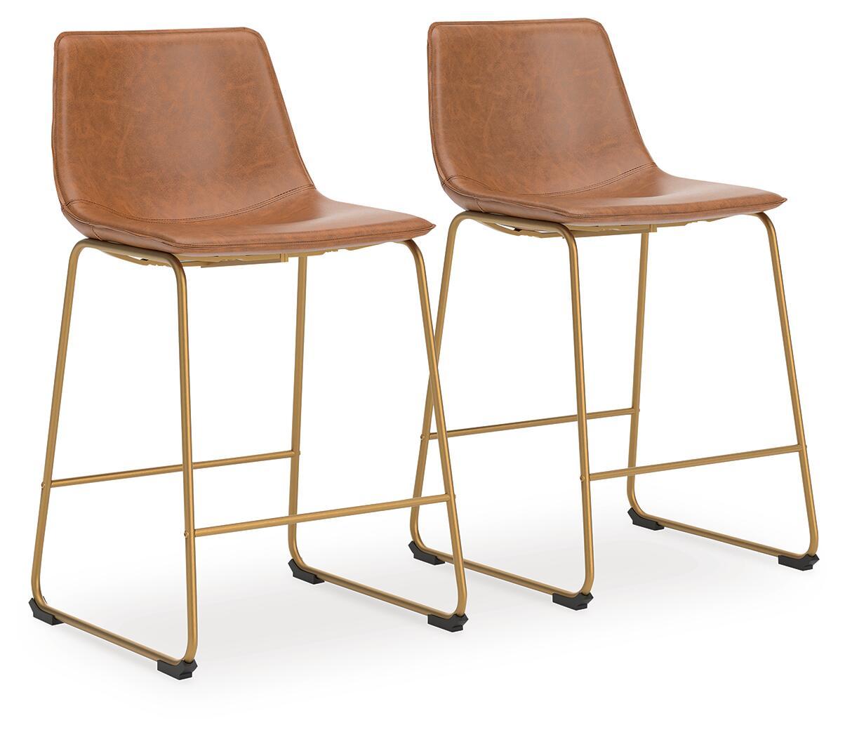 Ciabori – Upholstered Barstool (Set of 2) – Brown / Gold