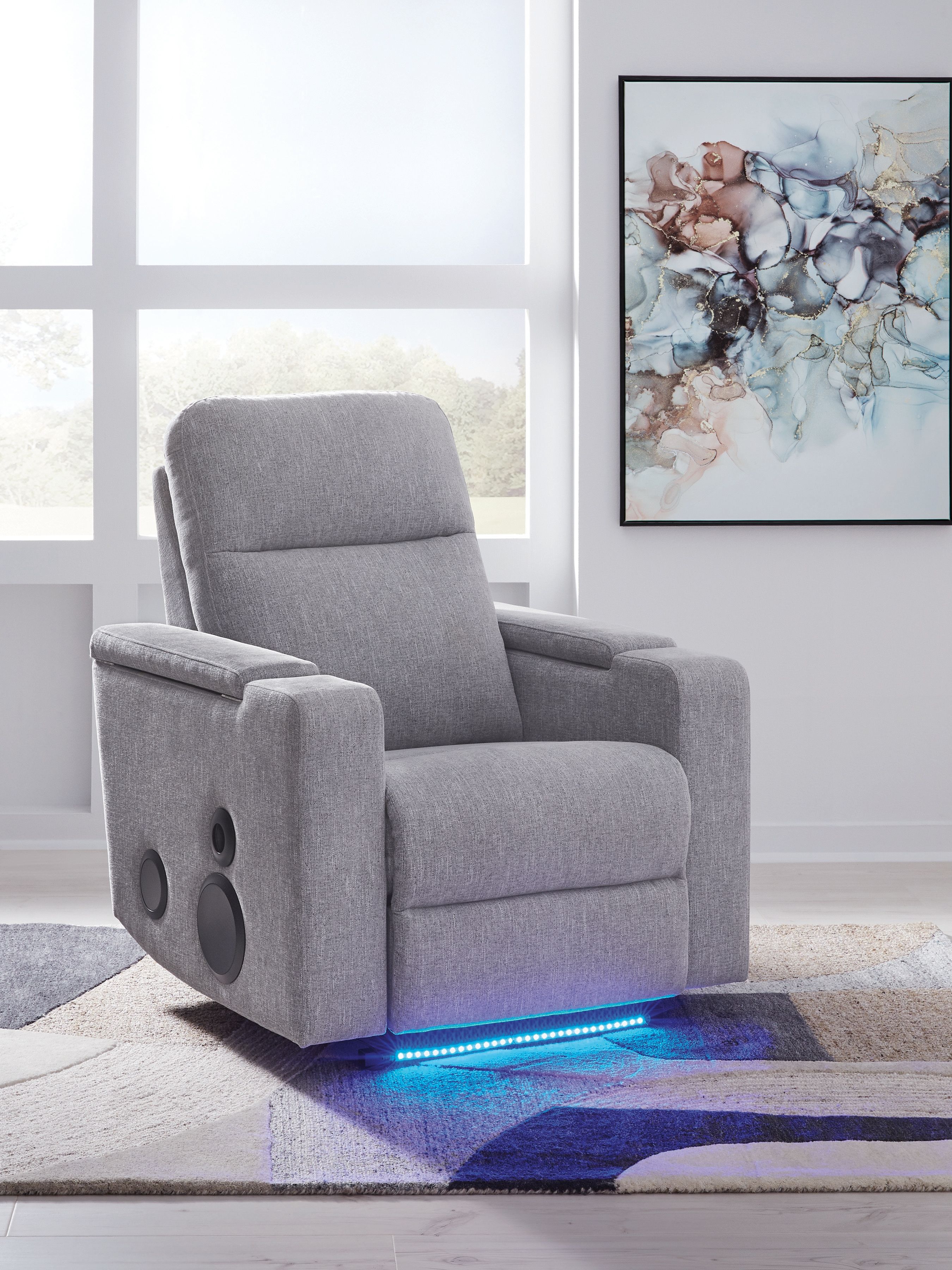 Ashley Furniture Pineland - Glider Power Recliner With Audio System - Pewter - Image 2