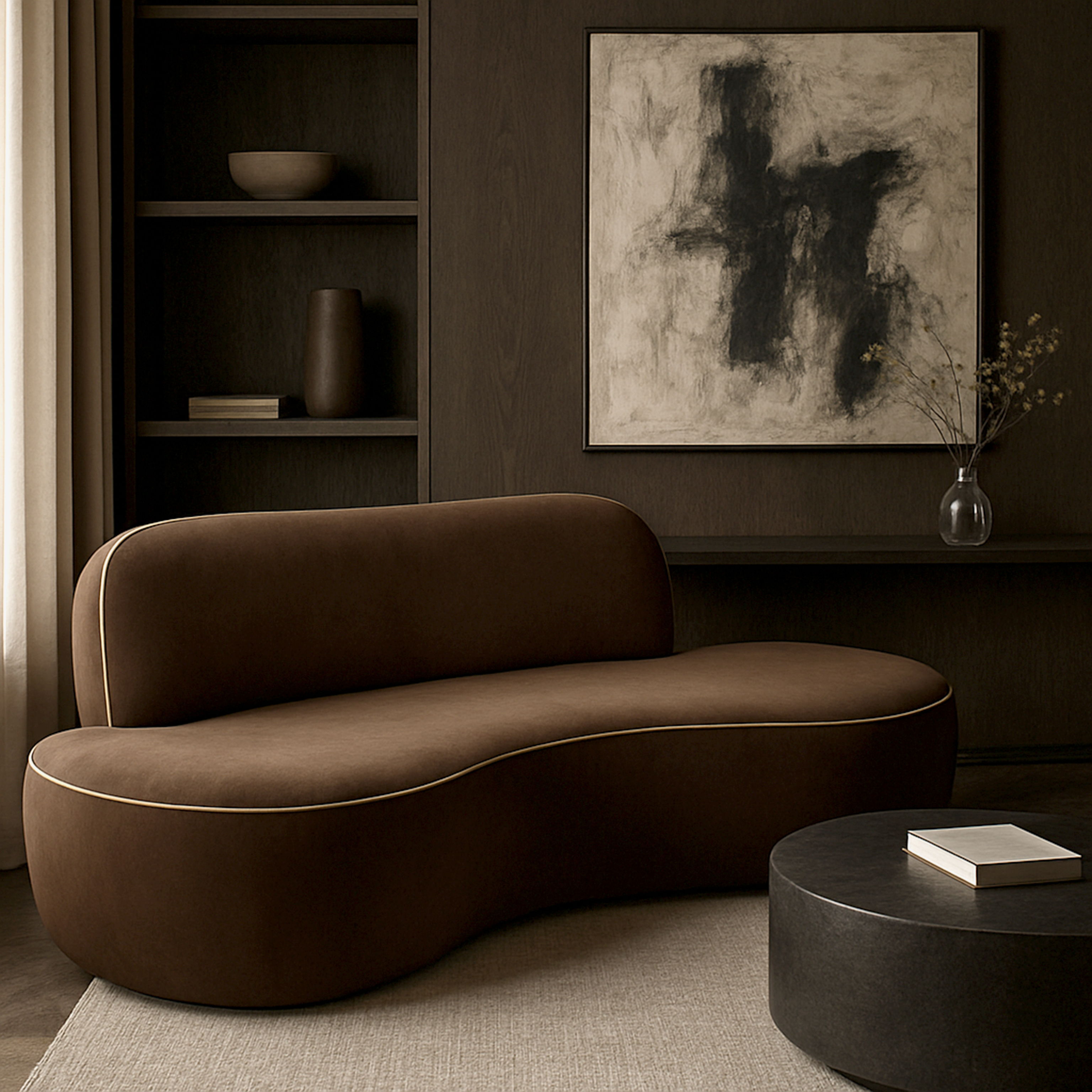 Swerve - Velvet 77" Upholstered Loveseat - Brown