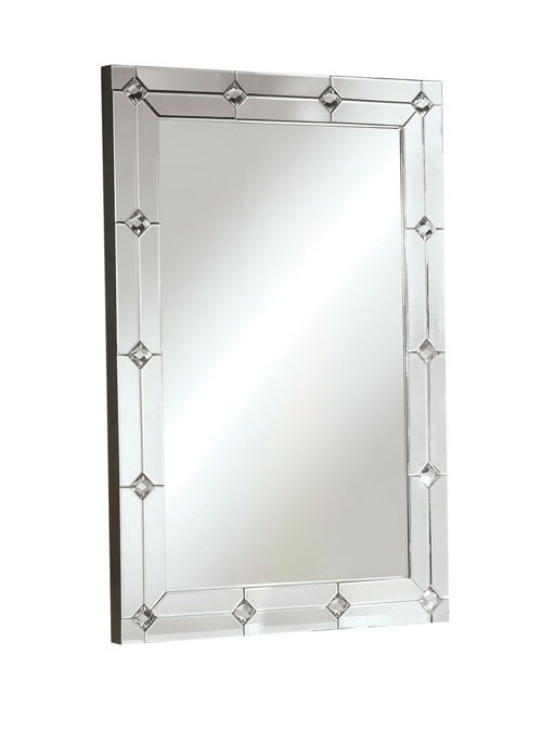Hessa - Accent Mirror - Mirrored & Faux Rhinestones, silver