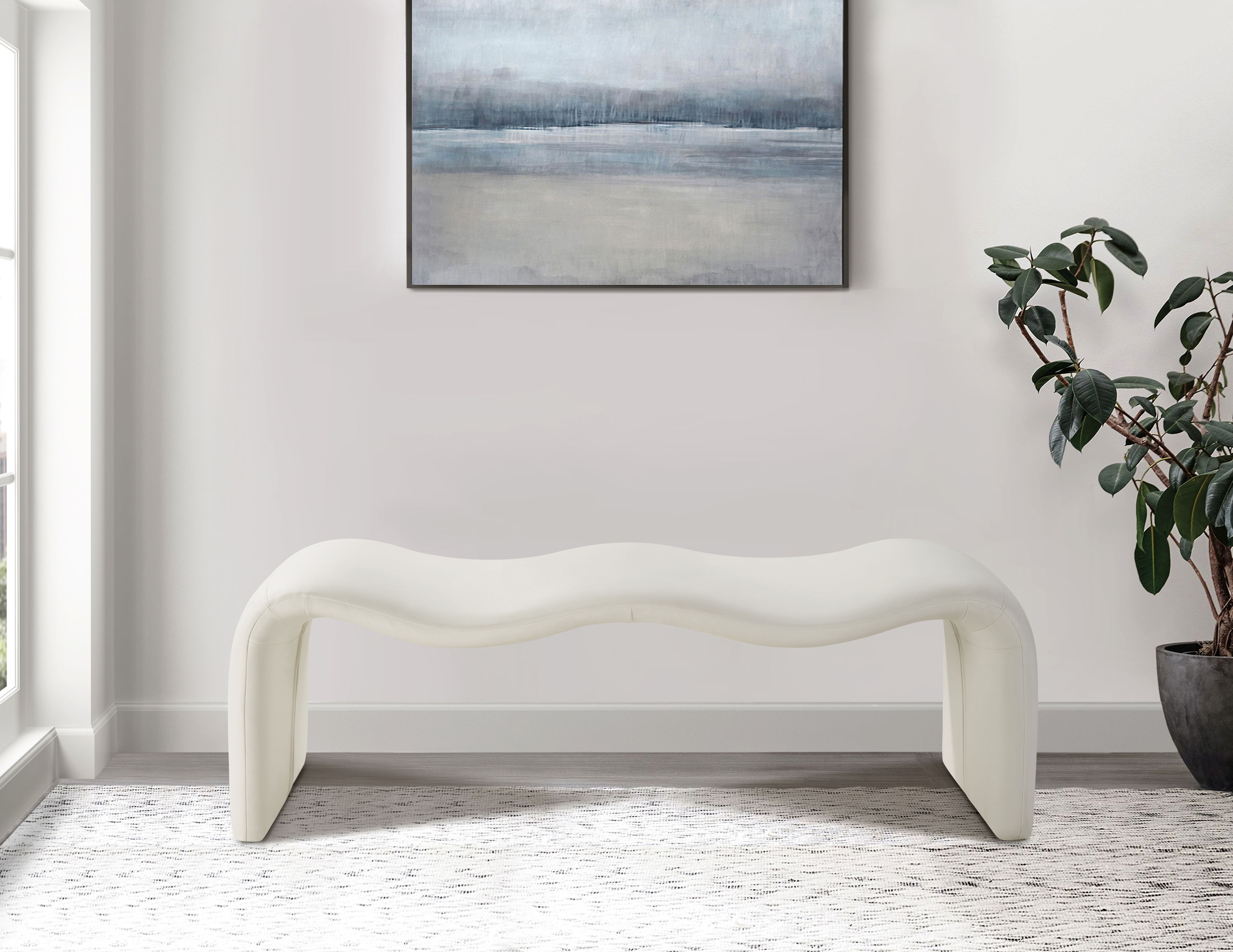 Willow - Faux Leather Bench - Cream