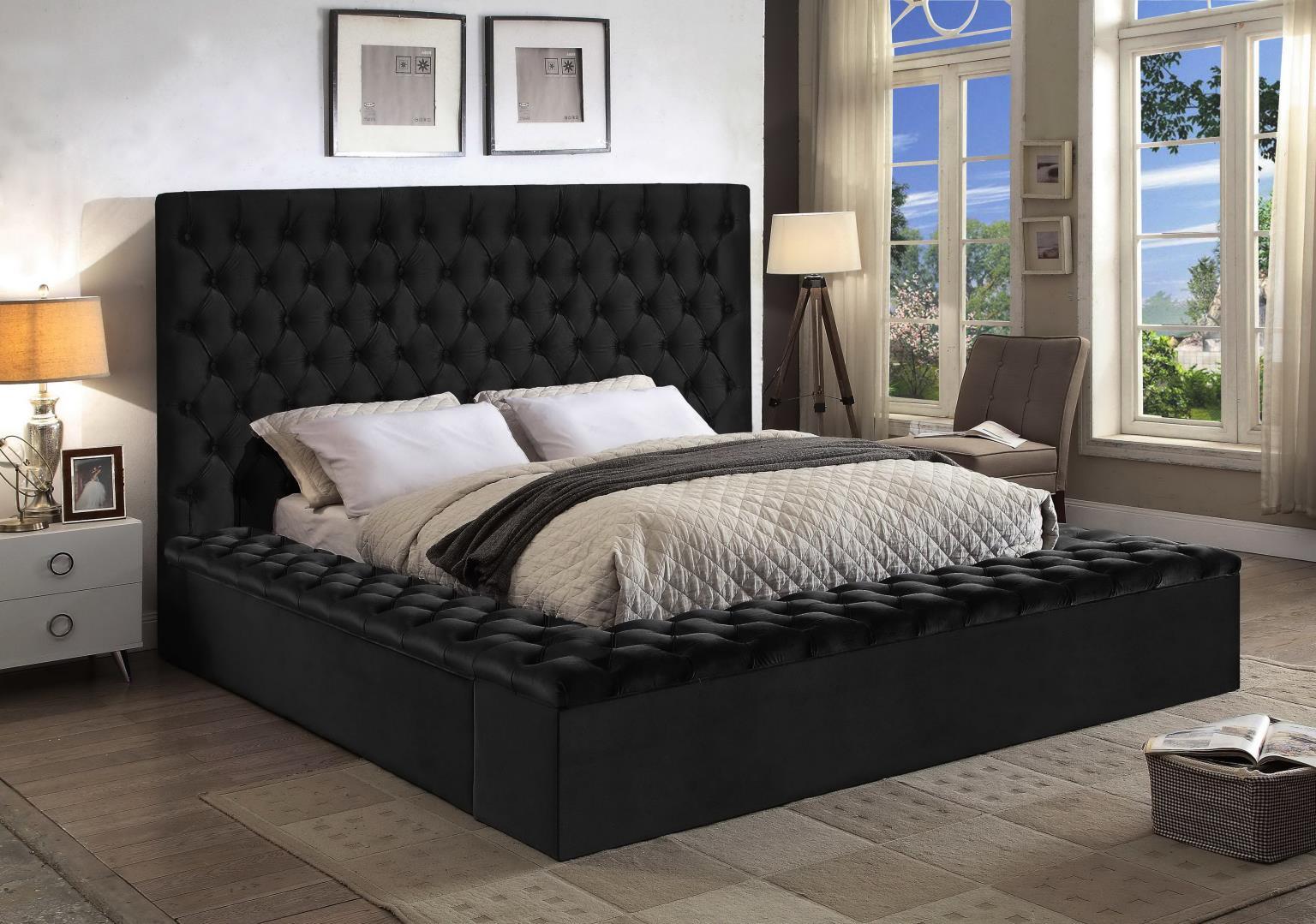 B565 - Velvet King Bed - Black