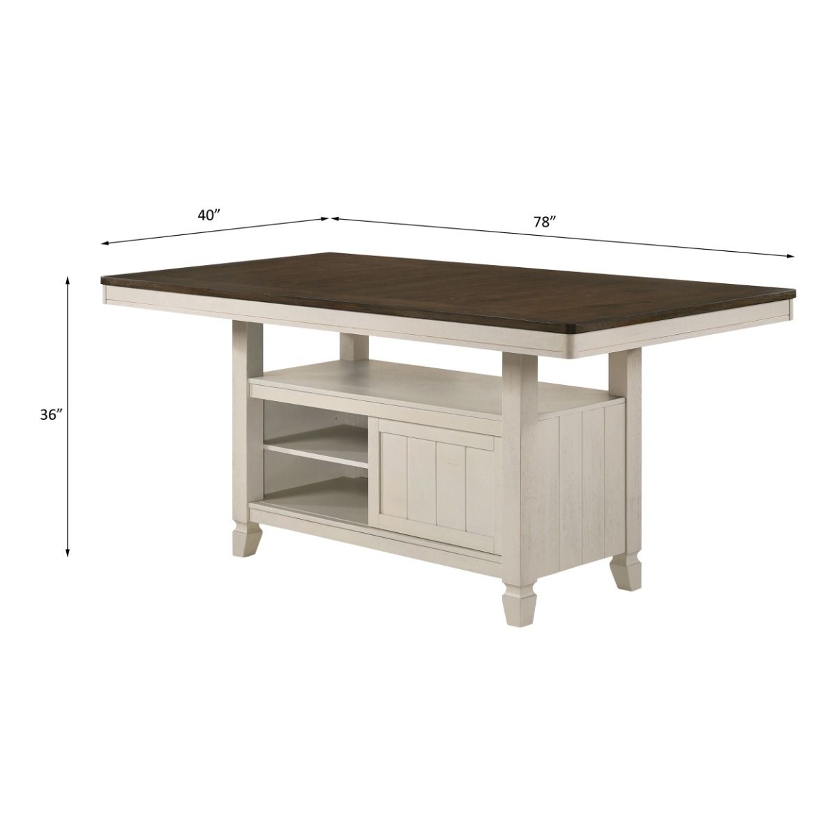 Tasnim - Counter Dining Table - Oak & Antique White, white, view 7