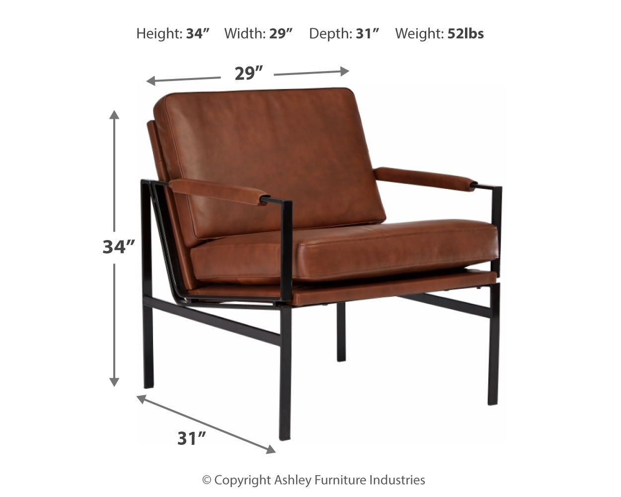 Ashley Furniture Puckman - Accent Chair - Brown / Silver Finish - Image 4