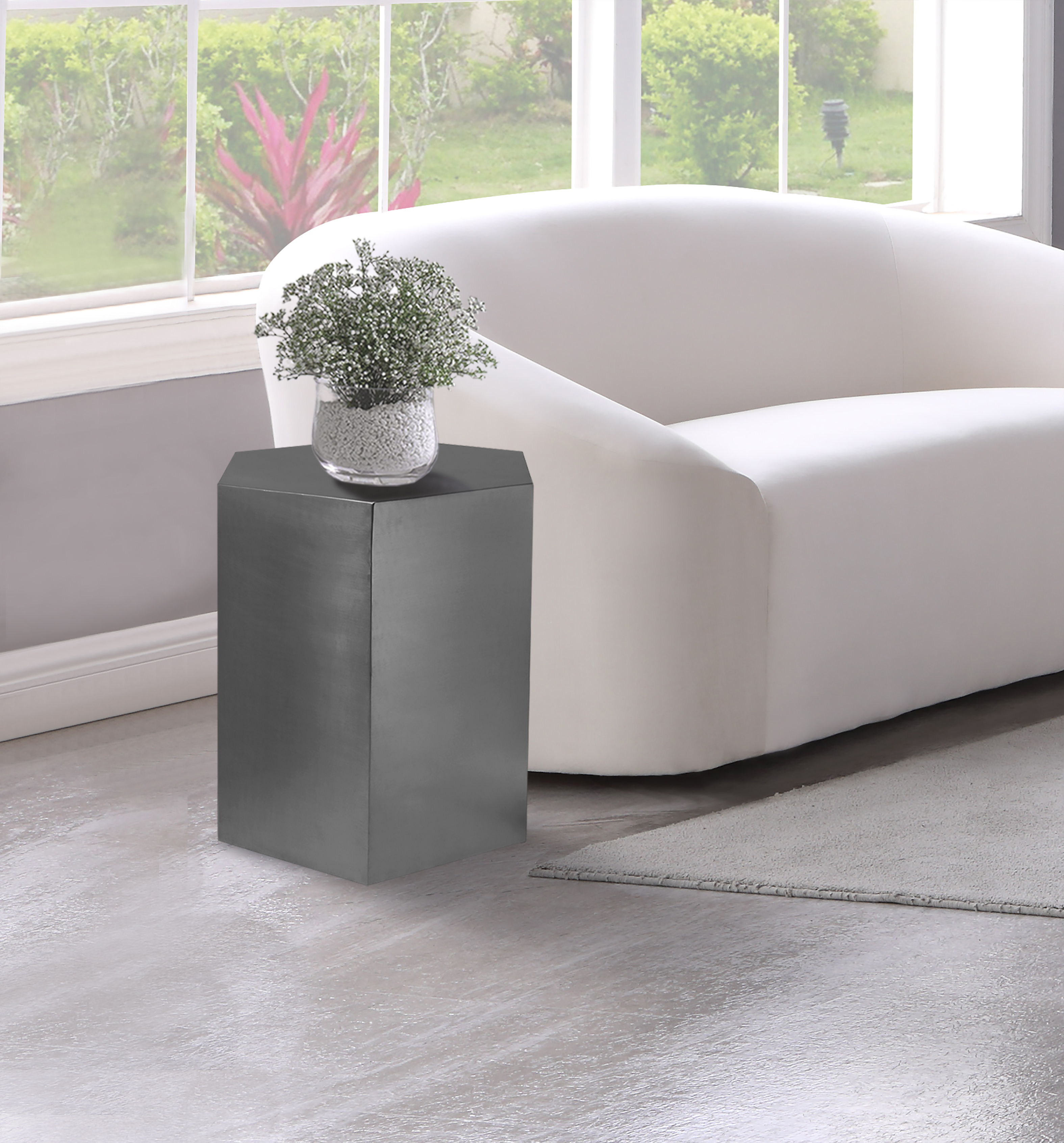 Hexagon - End Table - Pearl Silver