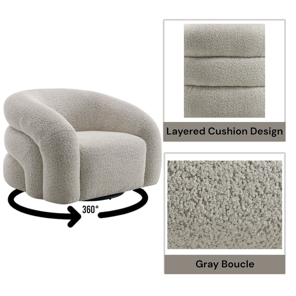 Irma - Chair With Swivel - Gray Boucle, gray, view 8