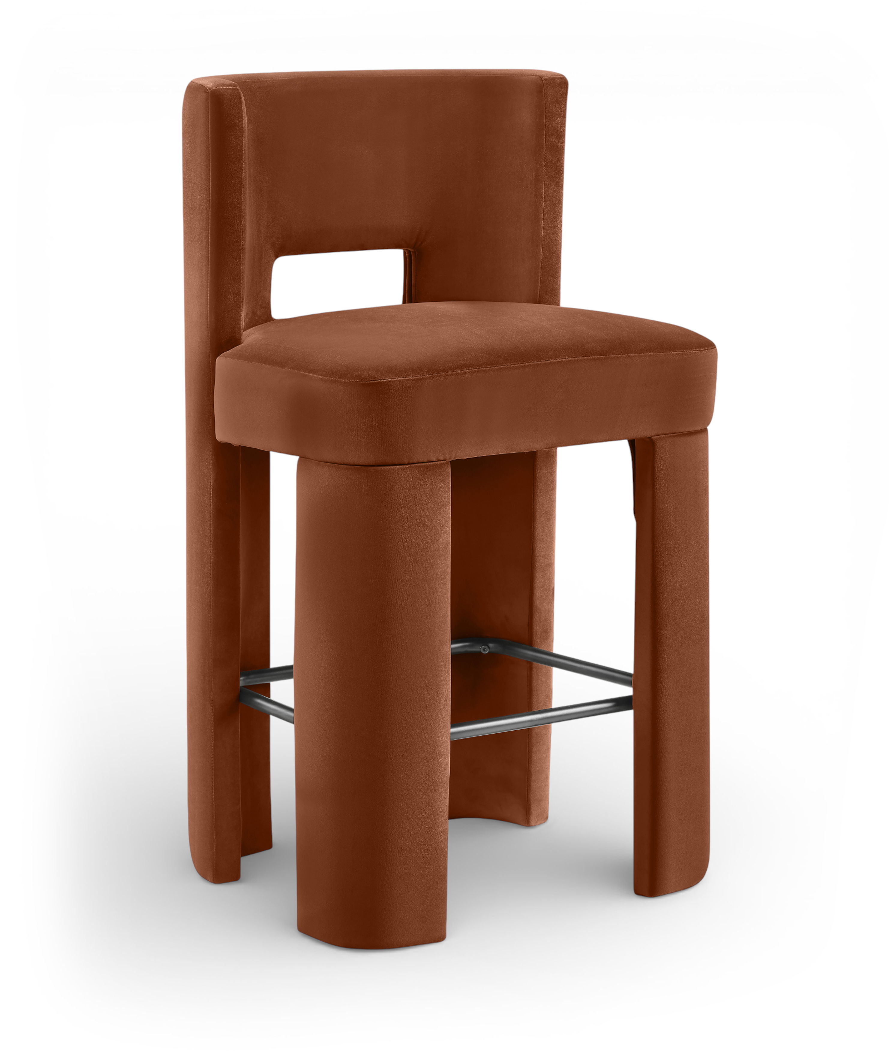 Zuno - Velvet Performance Fabric Upholstered Bar Stool (Set of 2) - Cognac