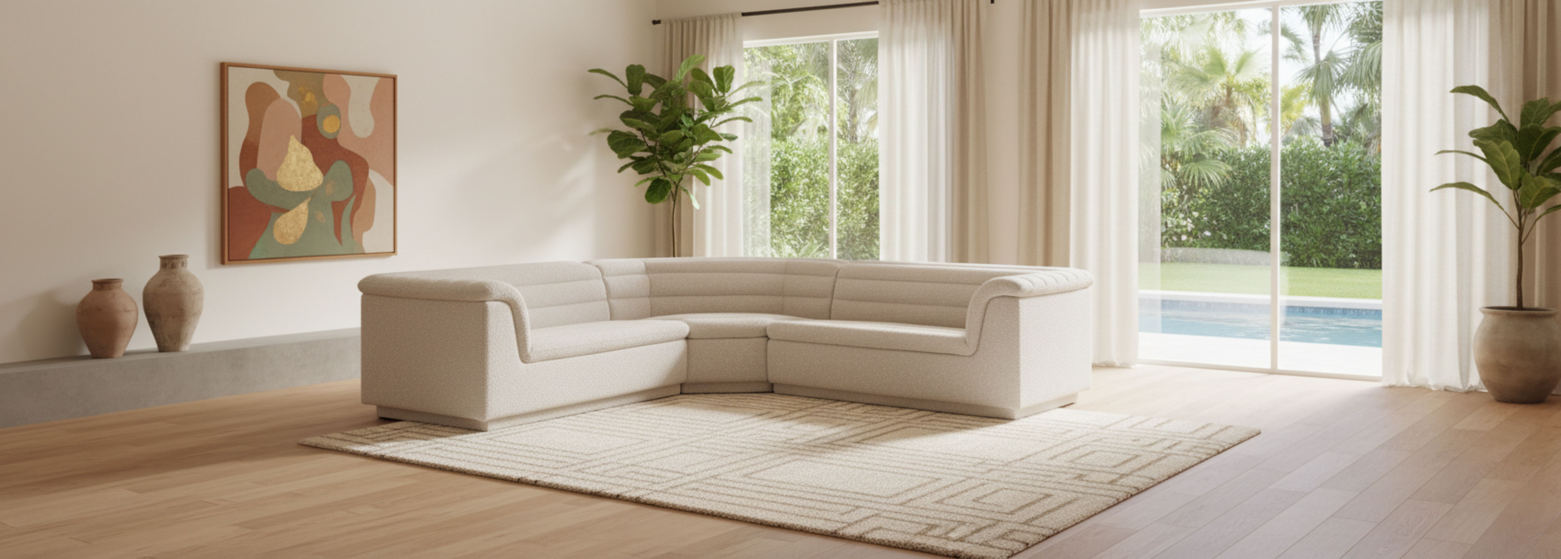 Cascade - Boucle Modular Sectional - Cream