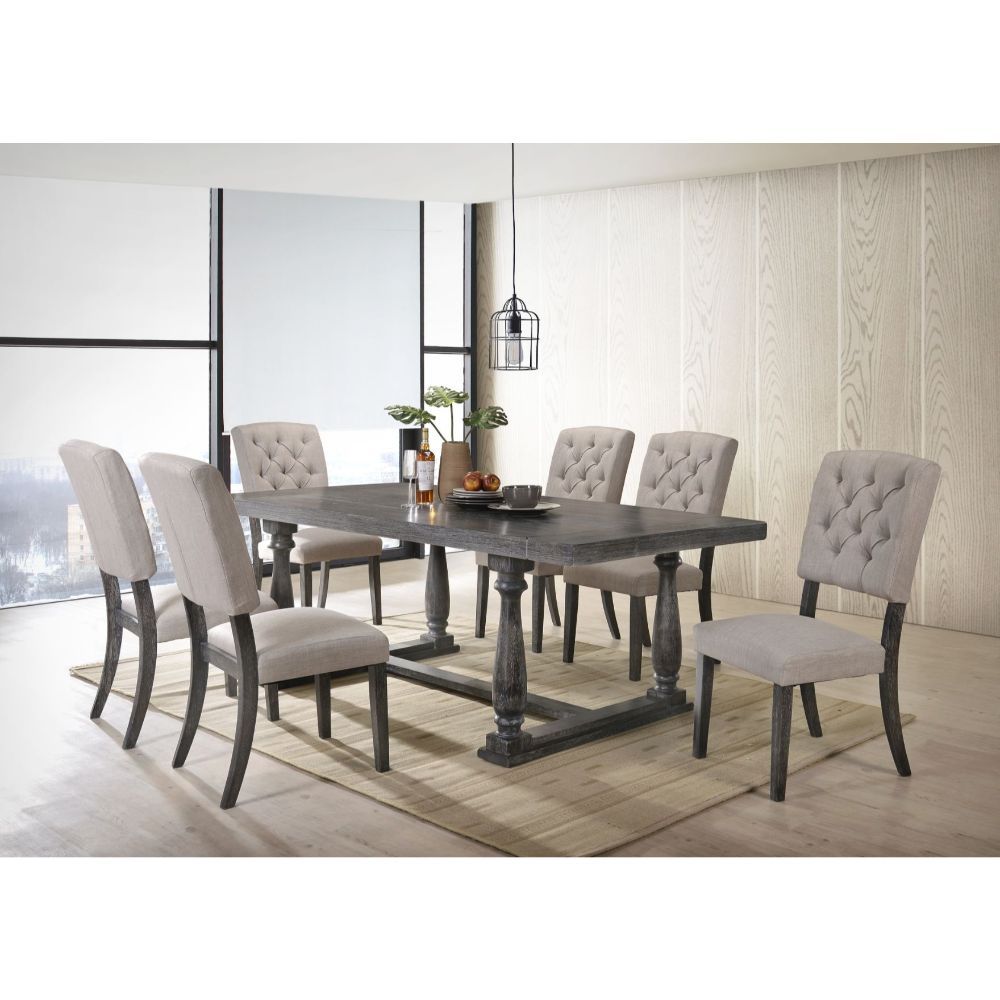 Bernard - Dining Table - Weathered Gray Oak, dark gray