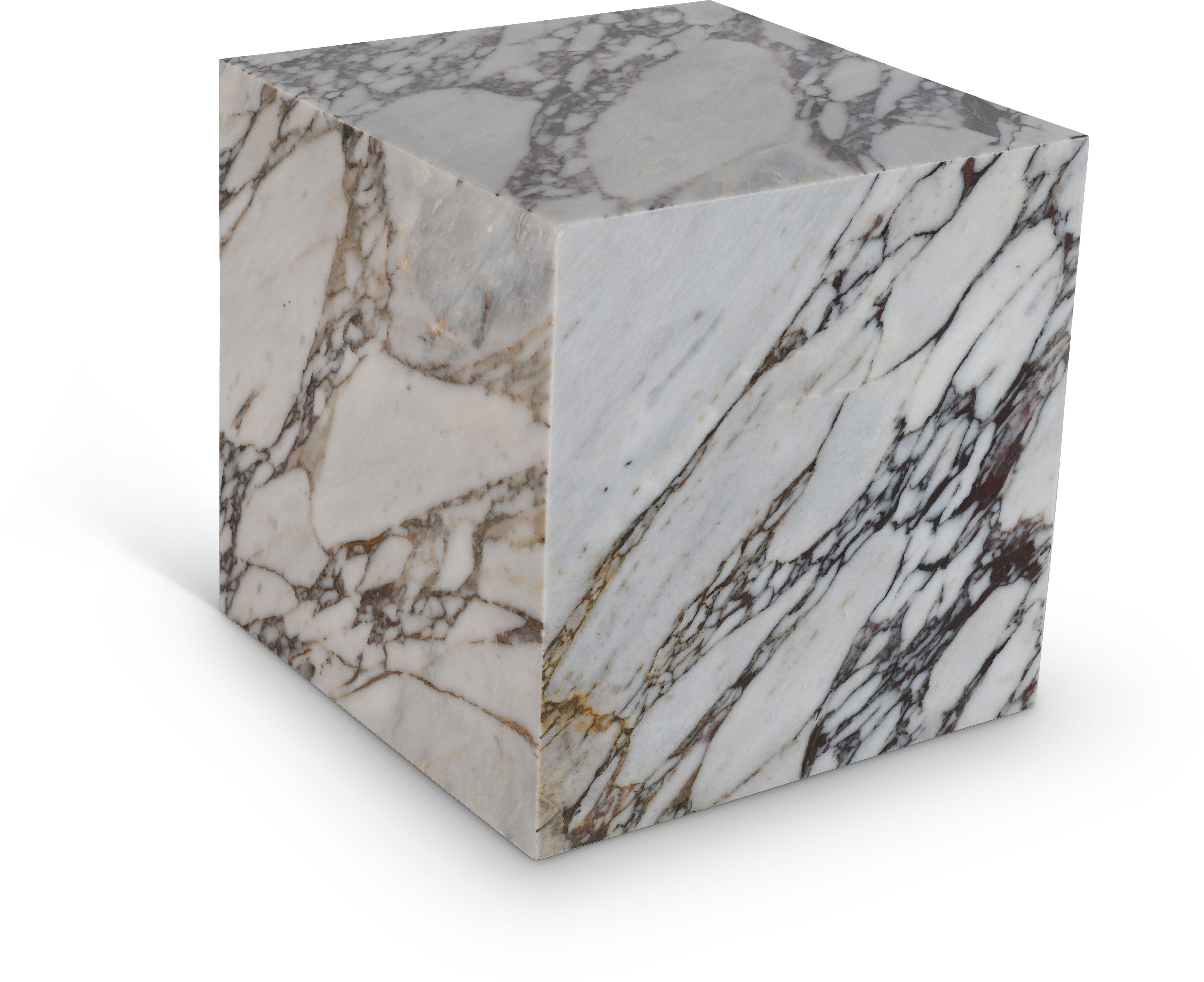 Bolzano - Marble End Table - White / Gray