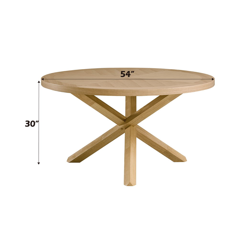 Kasem - Round Dining Table - Oak, light brown, view 3