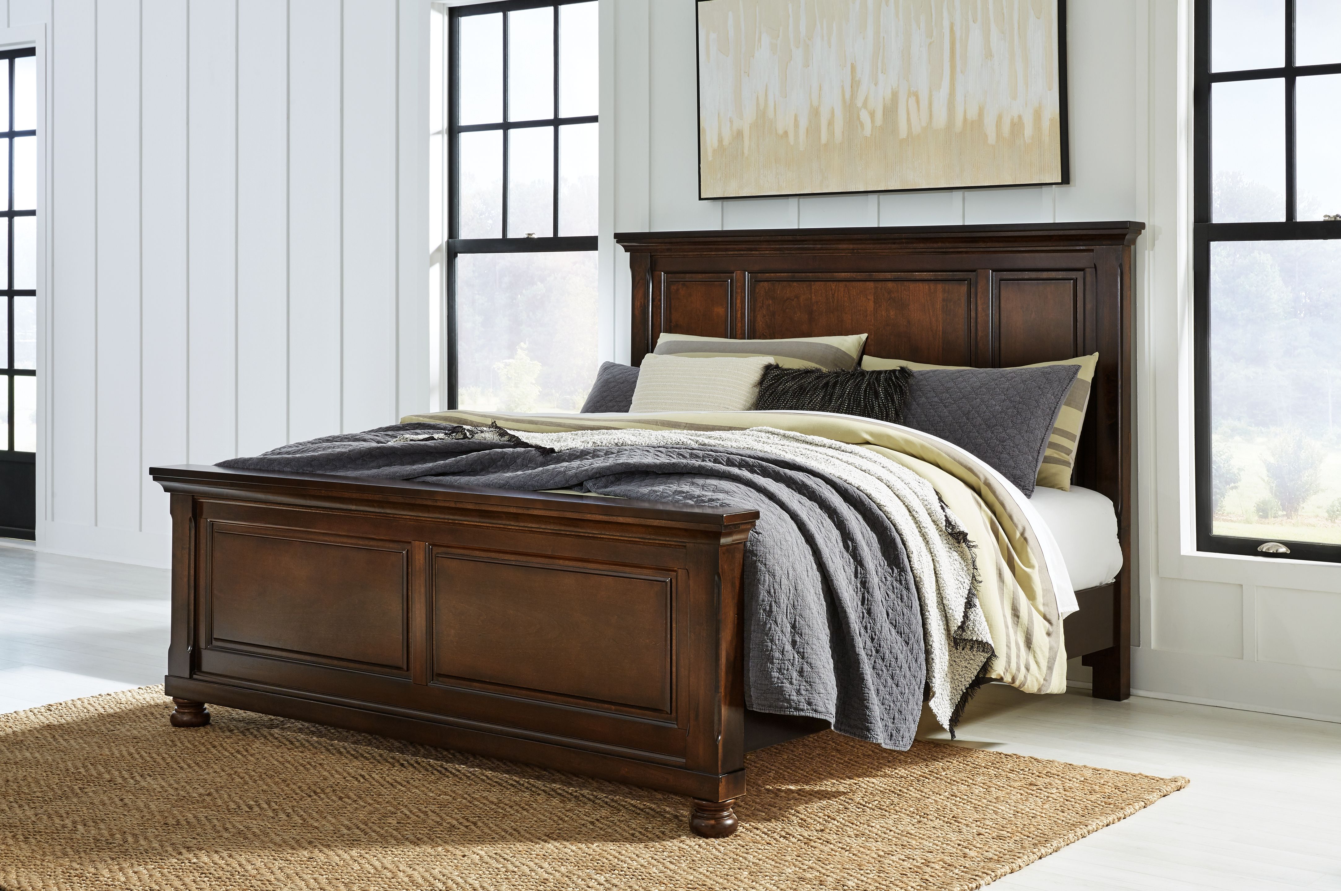 Porter - King Panel Bed - Rustic Brown