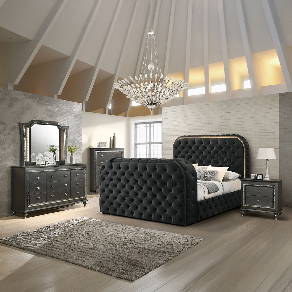 Kaitlyn - Mirror With LED - Metallic Gray, dark gray, view 3