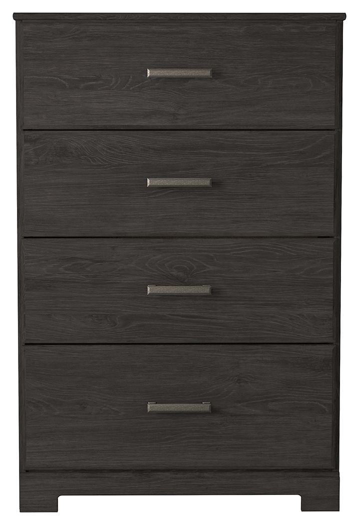 Ashley Furniture Belachime - 5 Pc. - Dresser, Mirror, Chest, Queen Panel Bed - Black - Image 4