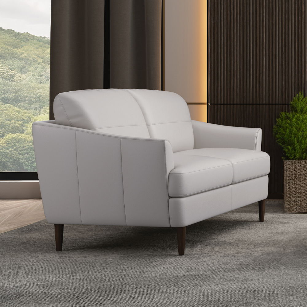 Helena - Loveseat - Pearl Gray Leather, light gray