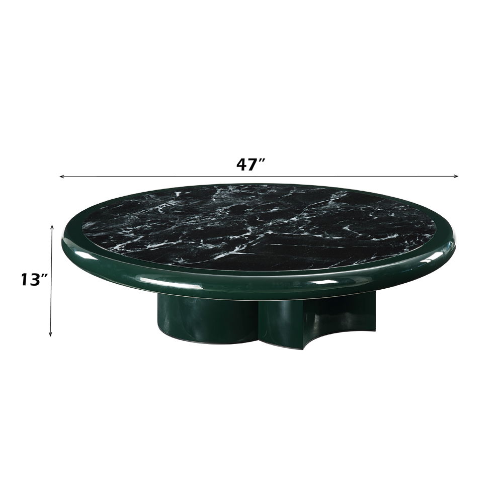 Ronald - Marble Pattern Top Coffee Table - Dark Green, dark green, view 4