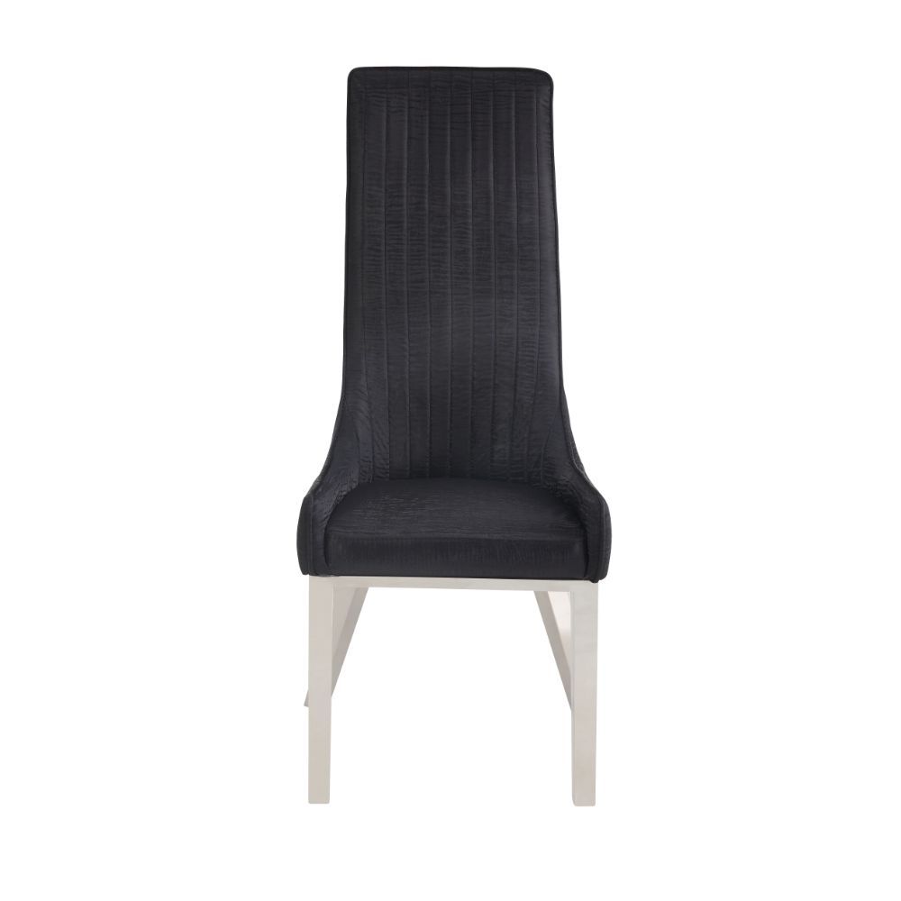 Gianna - Side Chair (Set of 2) - Black Velvet & Stainless Steel, black, view 2