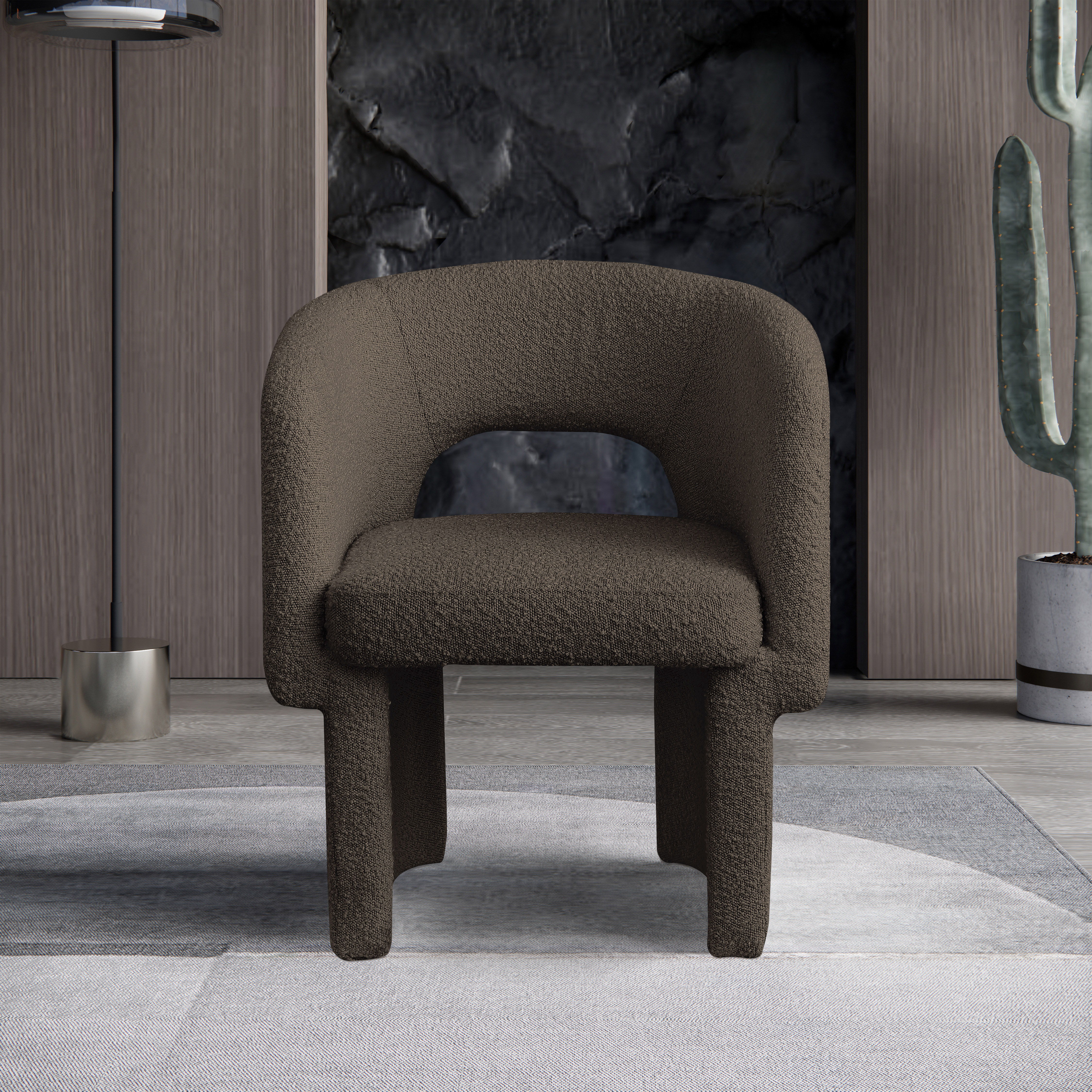 Emmet - Boucle Dining Chair / Accent Chair - Brown