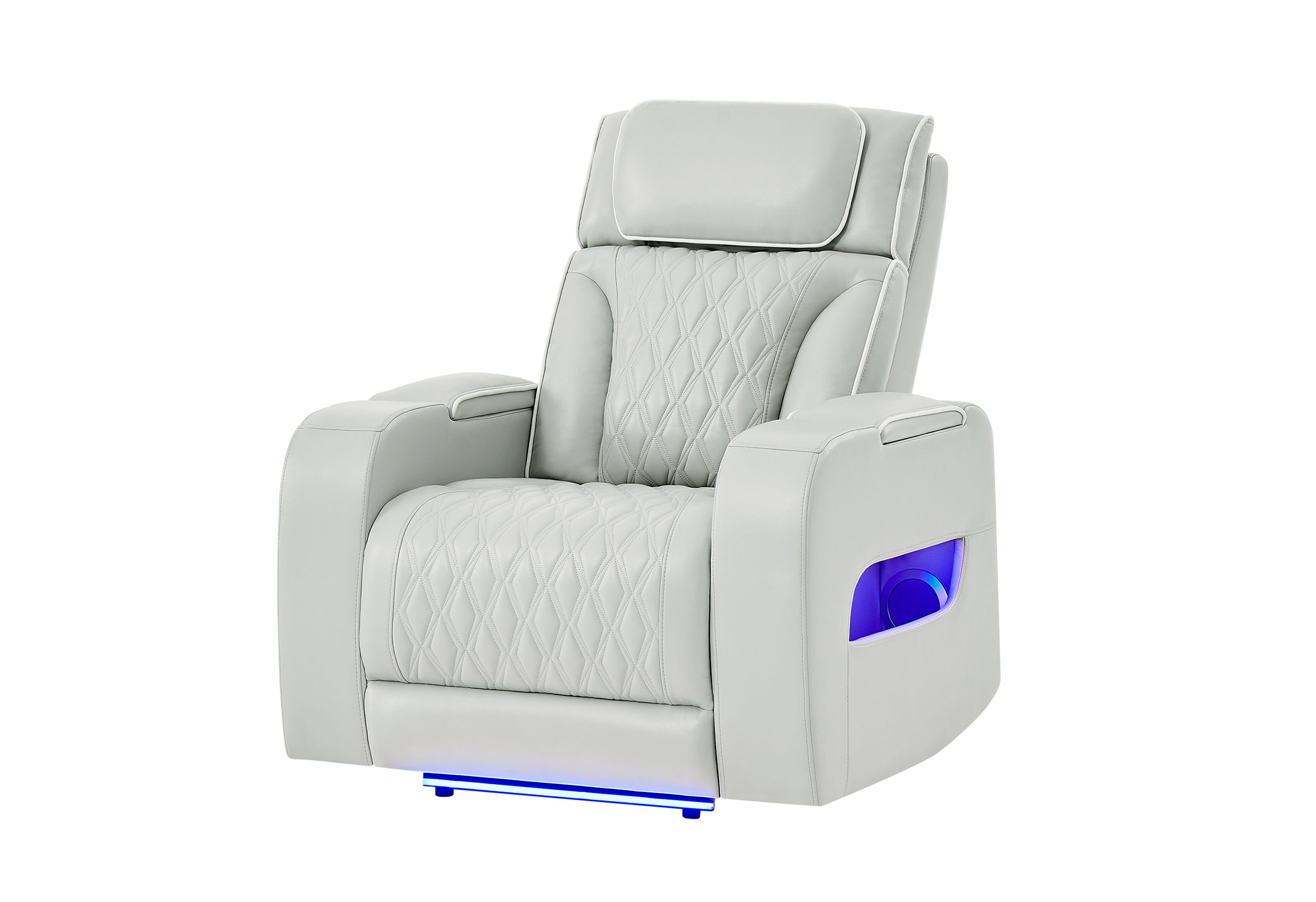 U8611 - Power Recliner With Power Headrest And LED - Silver