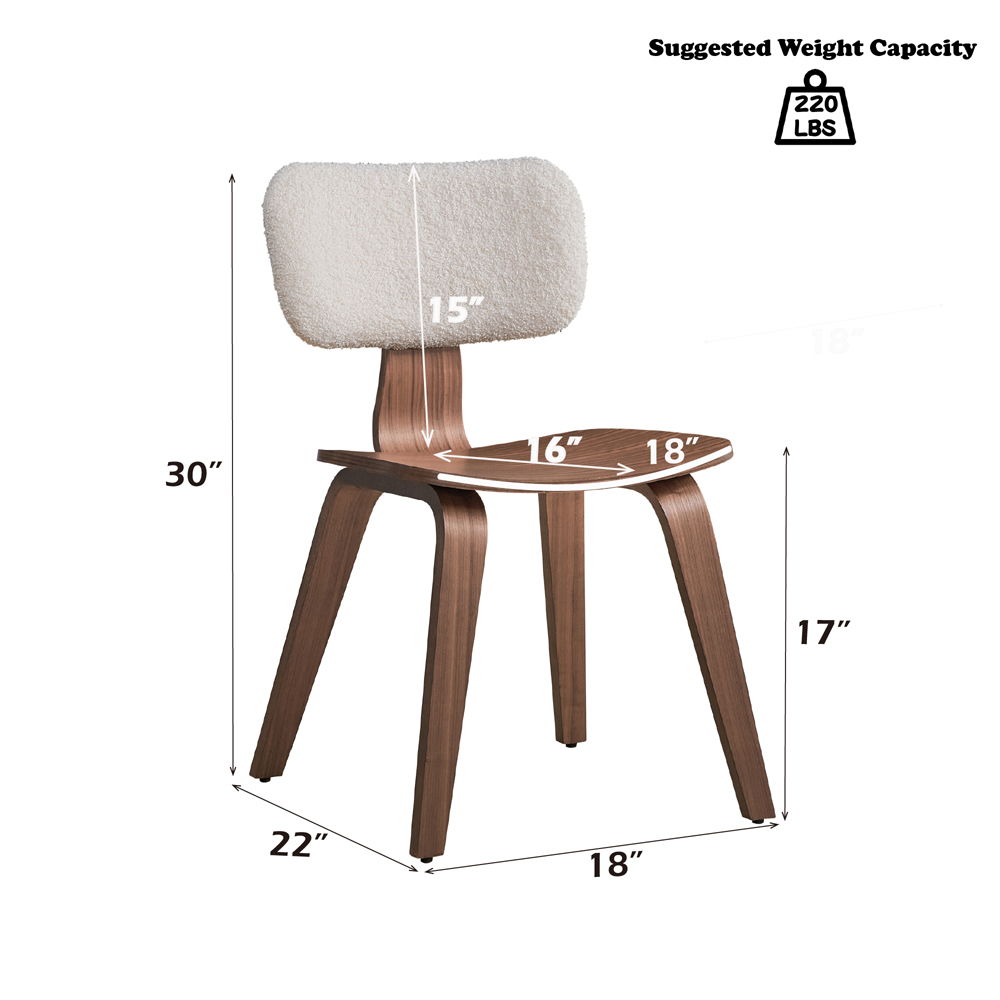 Casson - Side Chair (Set of 2) - White Boucle & Walnut, white, view 7