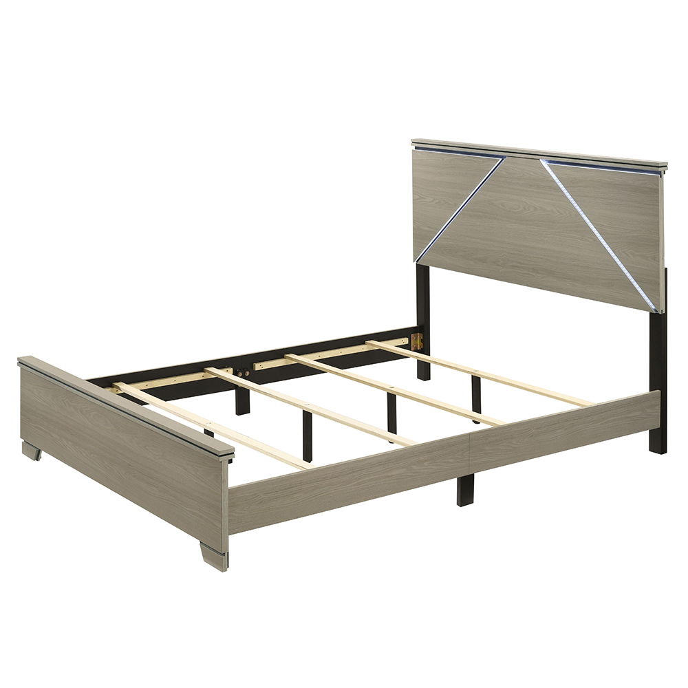 Joanna - Queen Bed With LED - Weathered Gray, gray, view 2