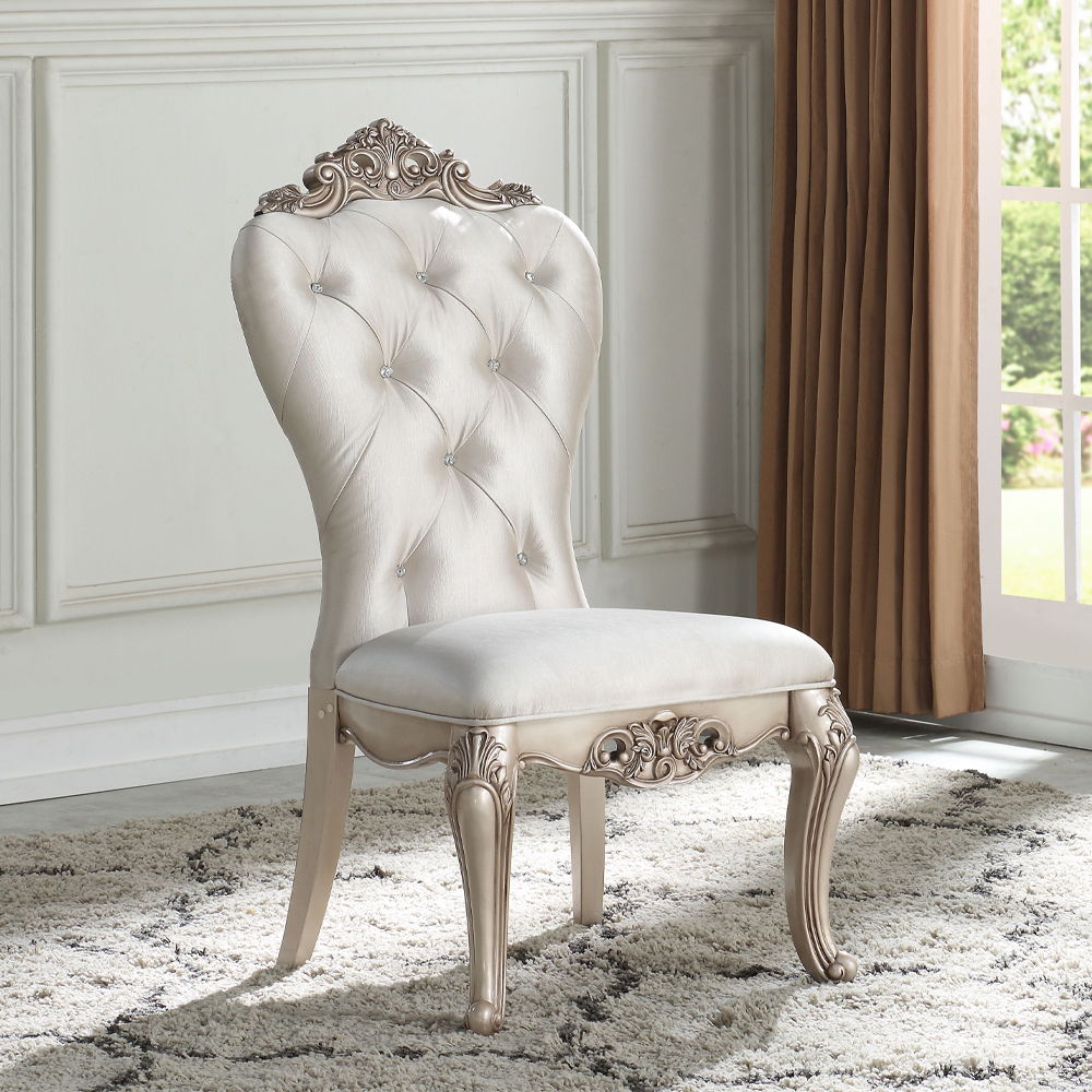 Gorsedd - Side Chair (Set of 2) - Cream Fabric & Golden Ivory, beige