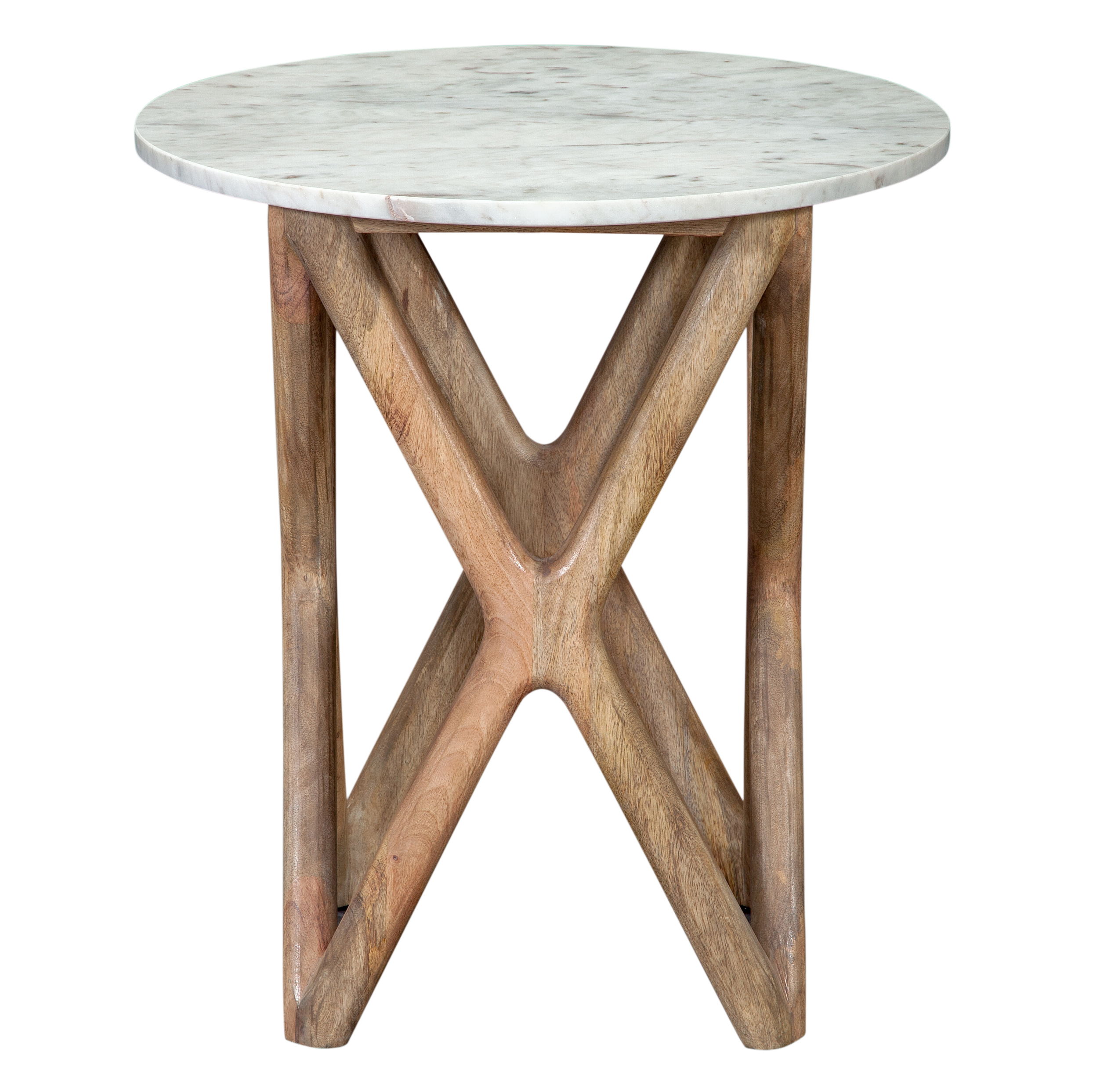 Wyman - Marble Top End Table - Banswara White / Light Brown
