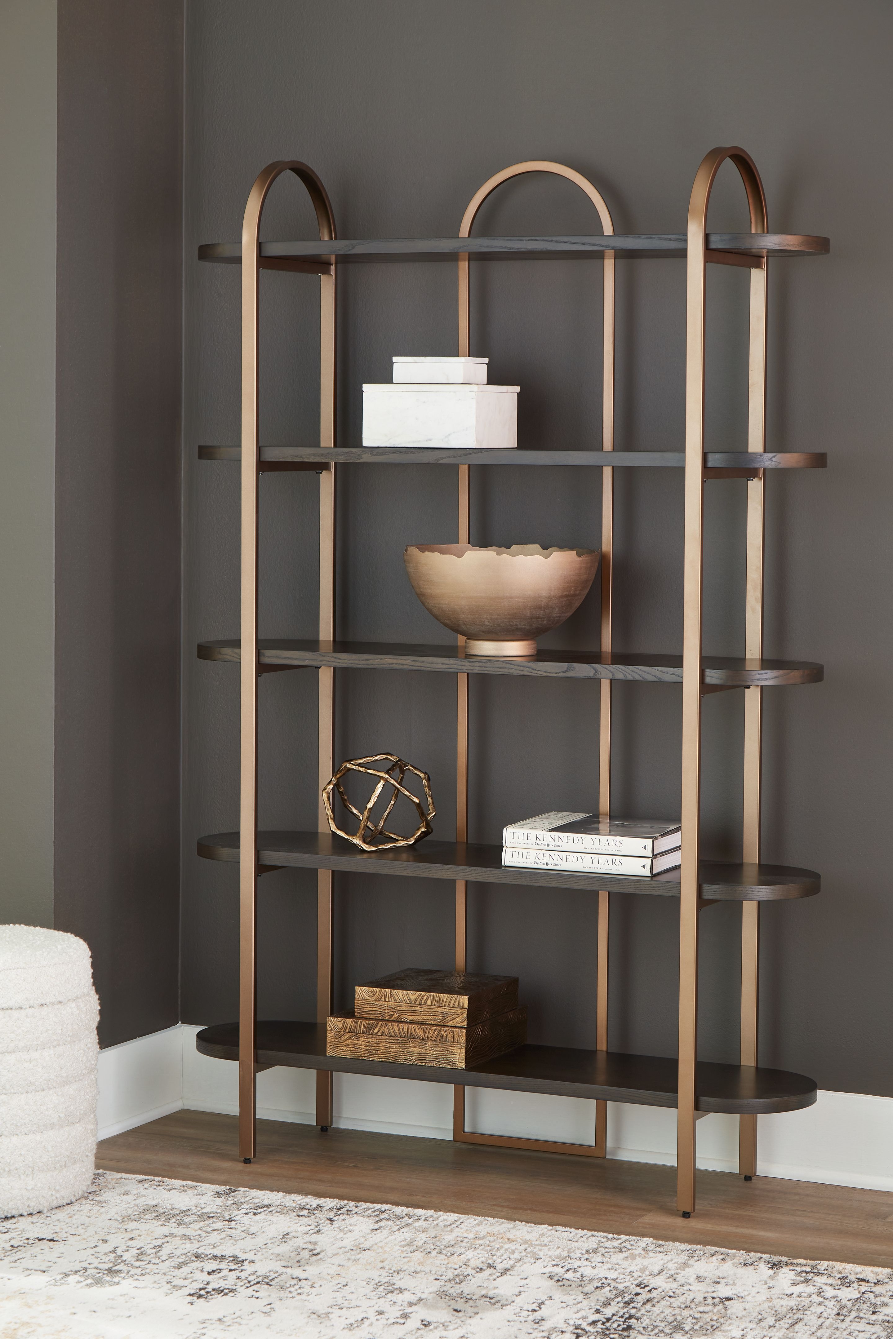 Ashley Furniture Brentmour - Bookcase - Brown / Gold Finish - Image 2