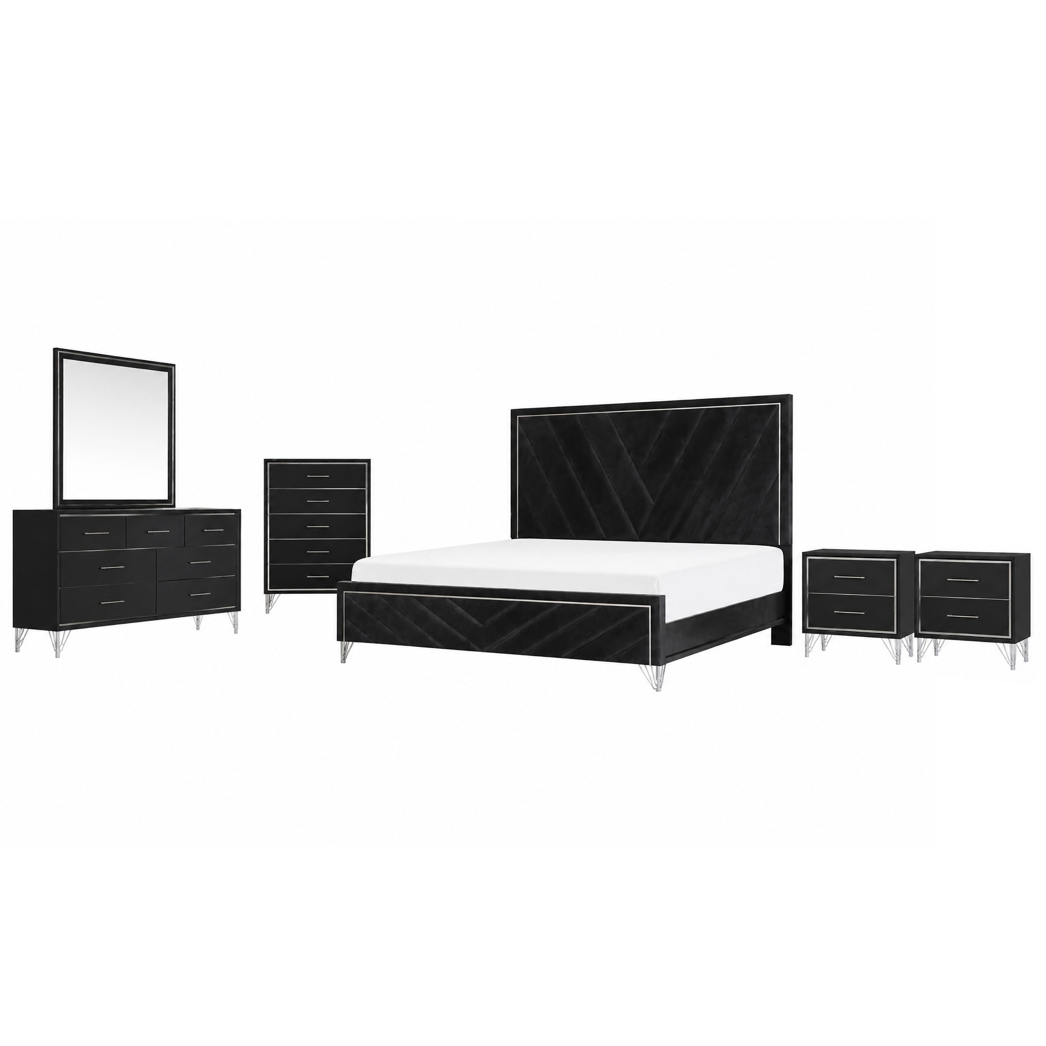 King · 6 Pc · Bed, Dresser, Mirror, Chest, 2 Nightstands
