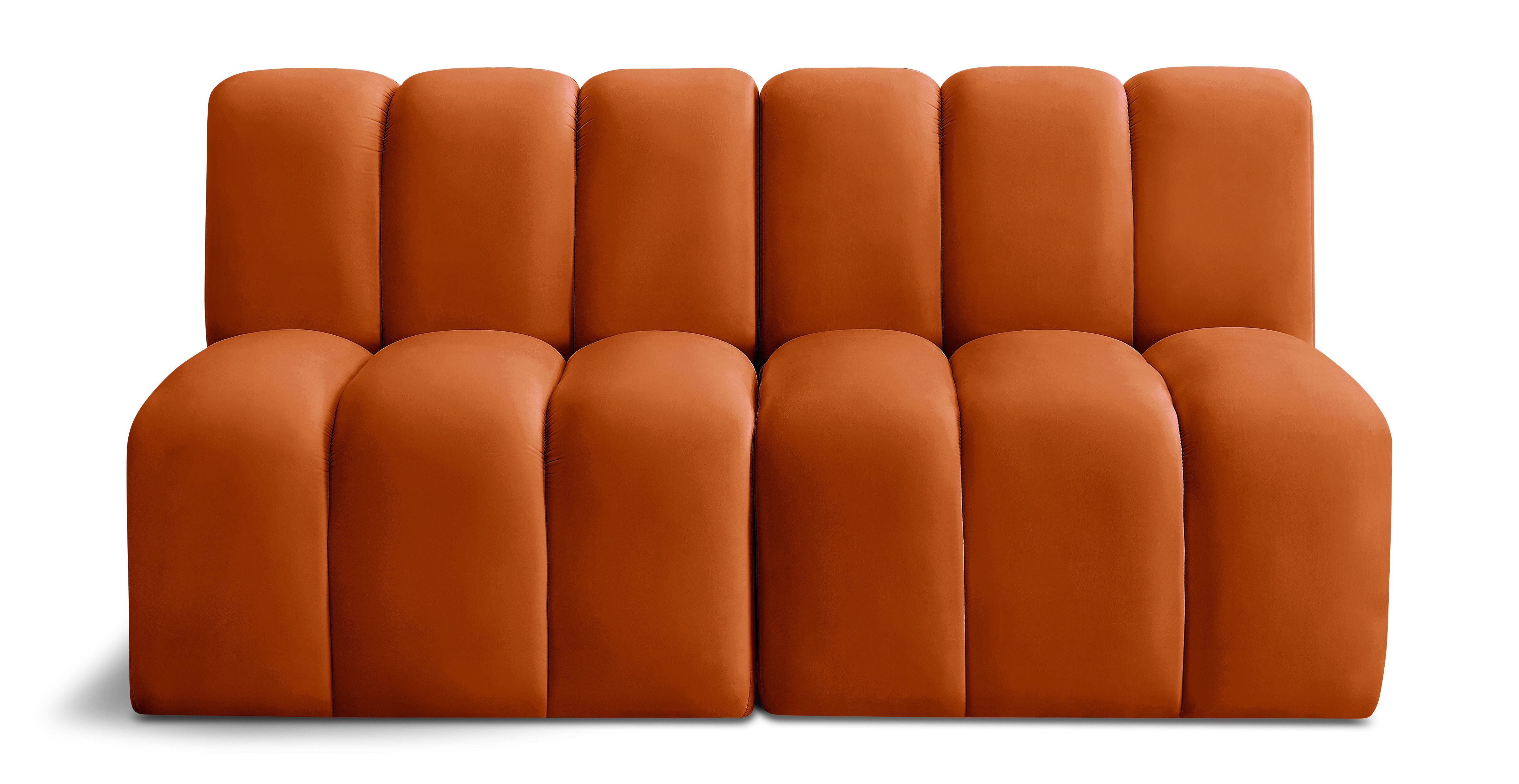 Arc - Velvet 2 Seats Modular Sofa - Cognac