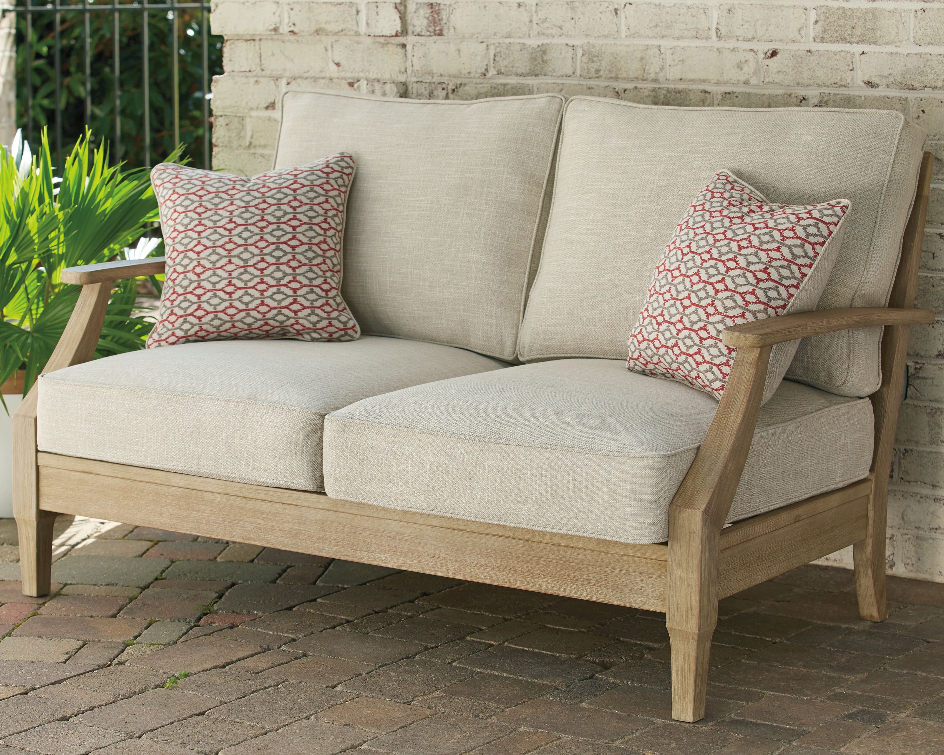Ashley Furniture Clare View - Loveseat w/Cushion - Beige - Image 2