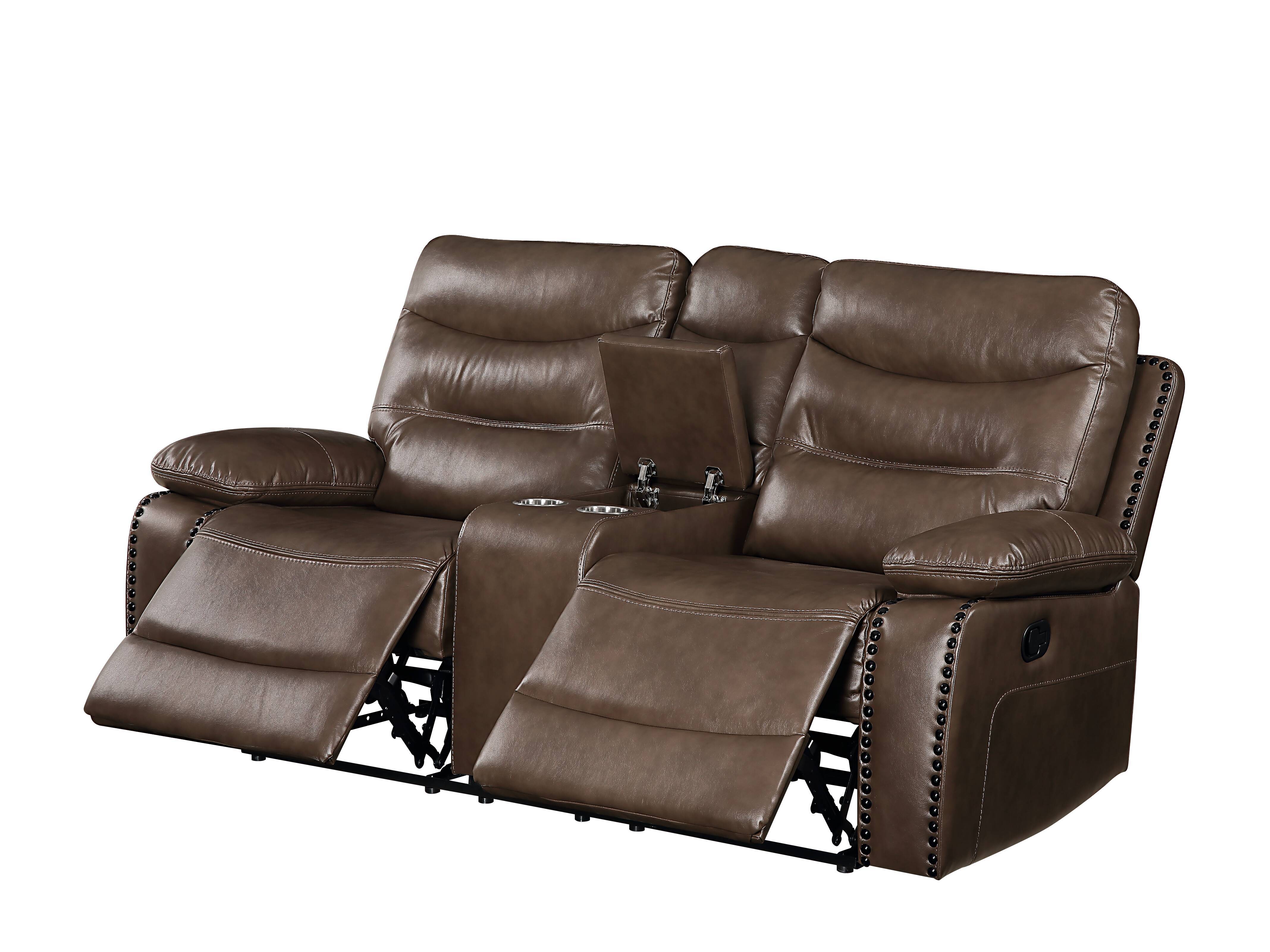 Aashi - Leather Gel Match Recliner Loveseat - Brown Image