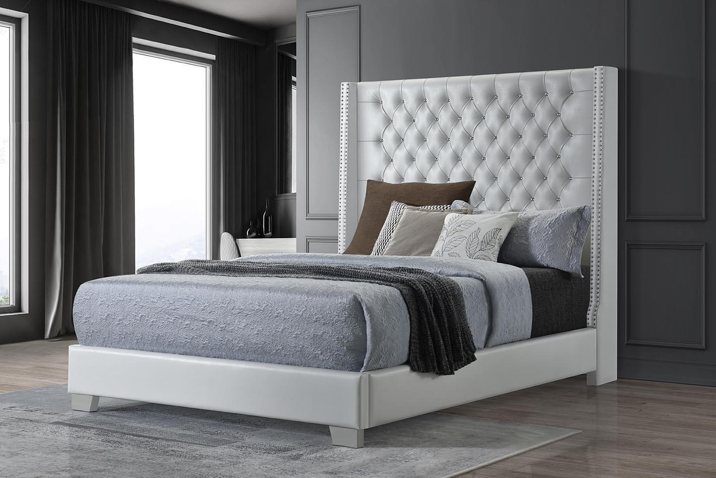 B576 - Faux Leather King Bed - White