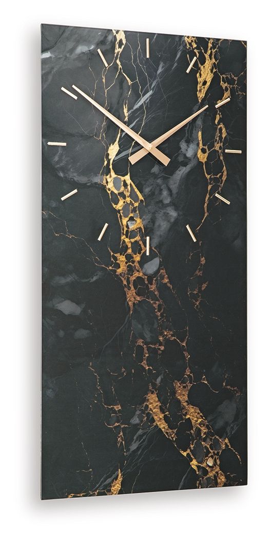 Teague - Wall Clock - Black / Gold Finish