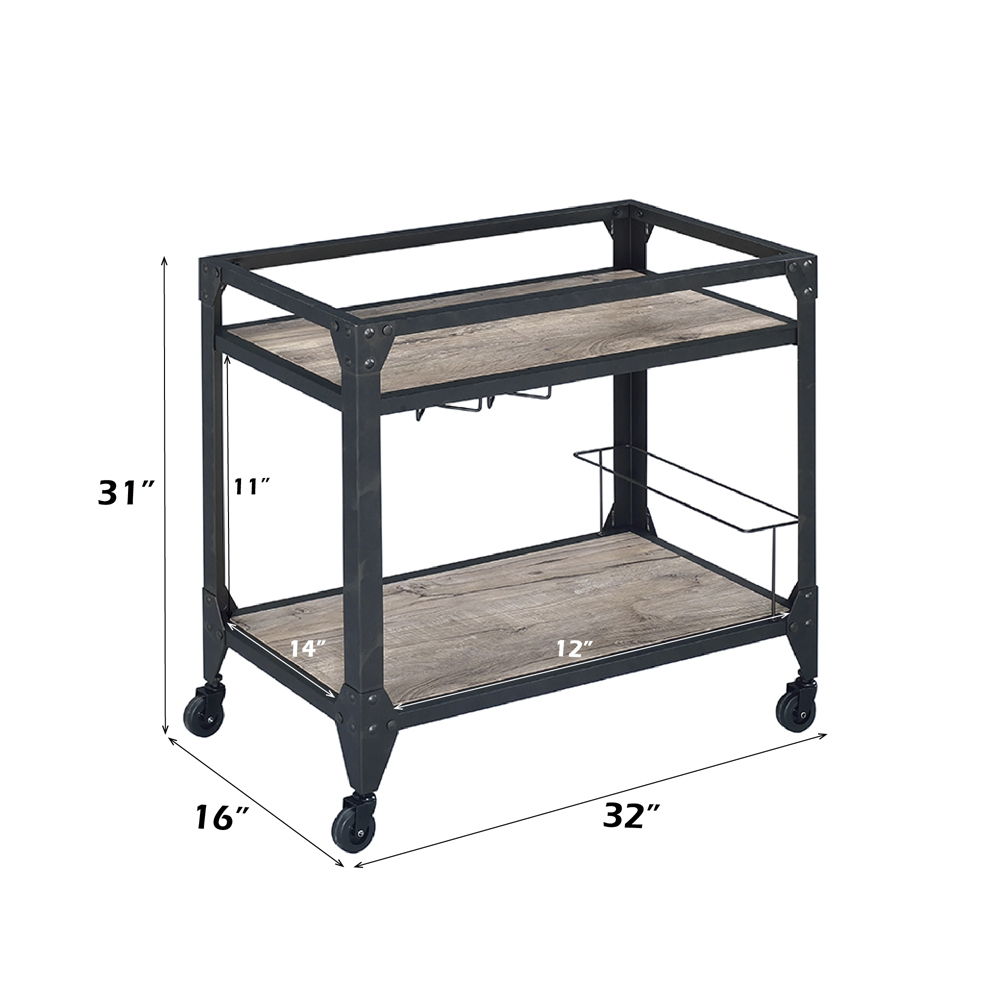 Jorgensen - Serving Cart - Rustic Oak & Charcoal, light brown, view 4