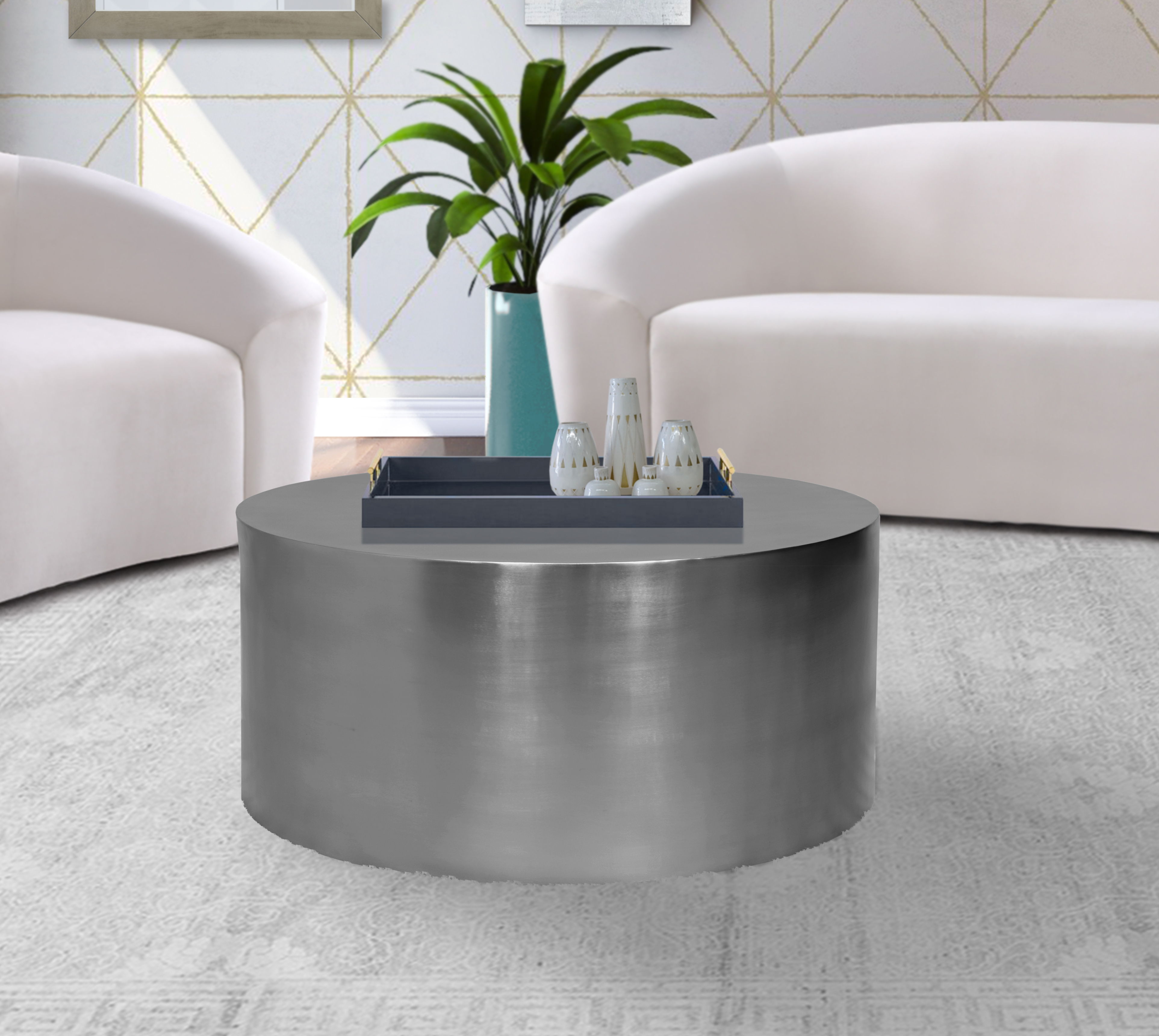 Cylinder - Coffee Table - Pearl Silver