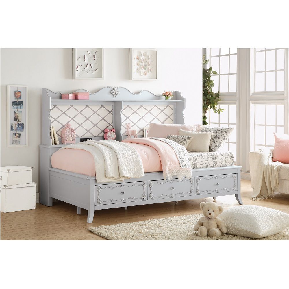 Edalene - Twin Daybed With USB & Storage - Gray, light gray