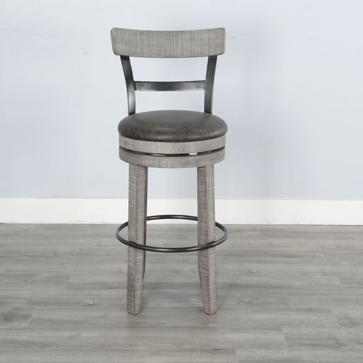 Alpine - 30\" Swivel Barstool With Cushion Seat - Gray Image