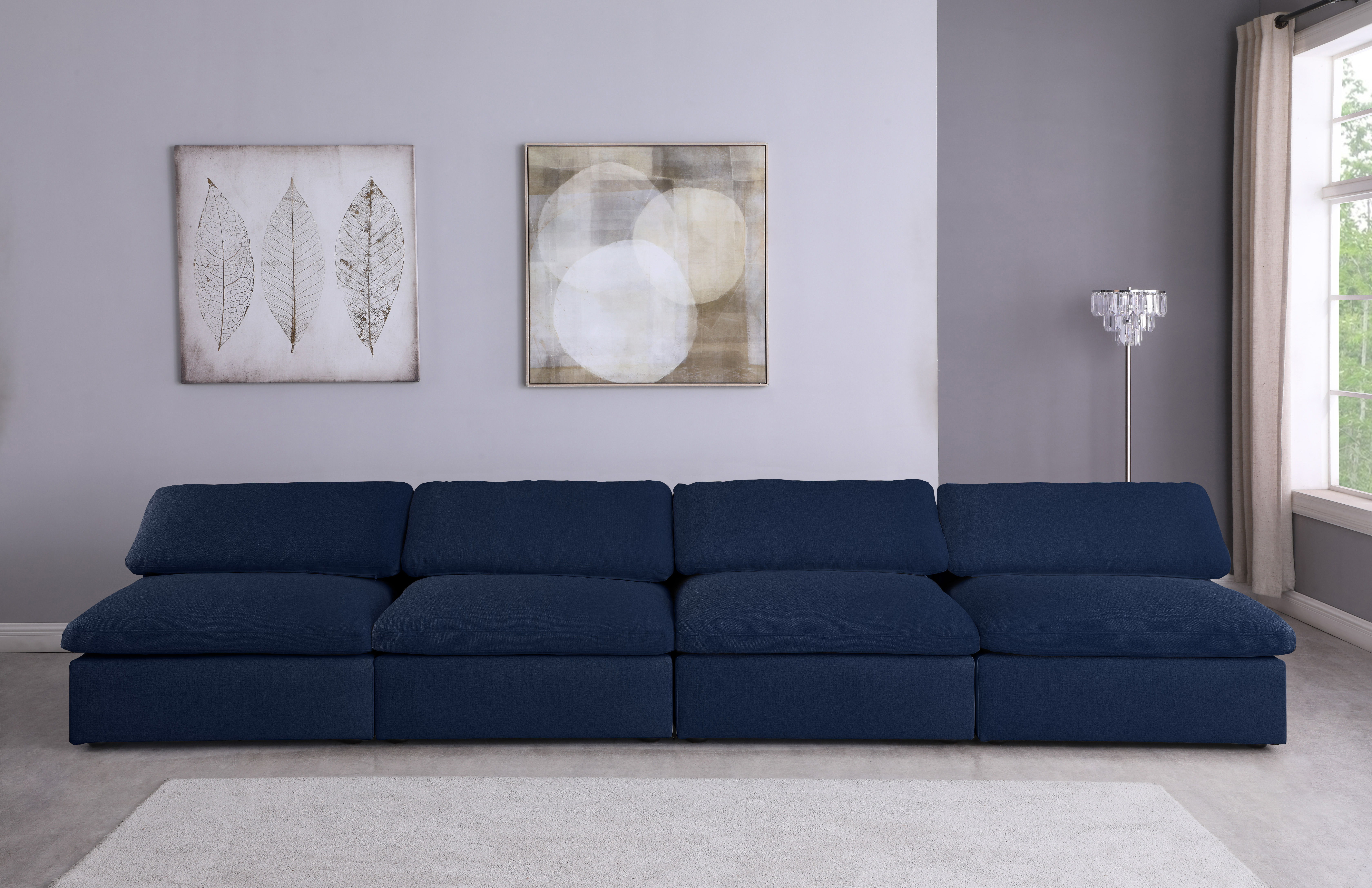 Serene - 4 Piece Modular Armless Sofa - Navy
